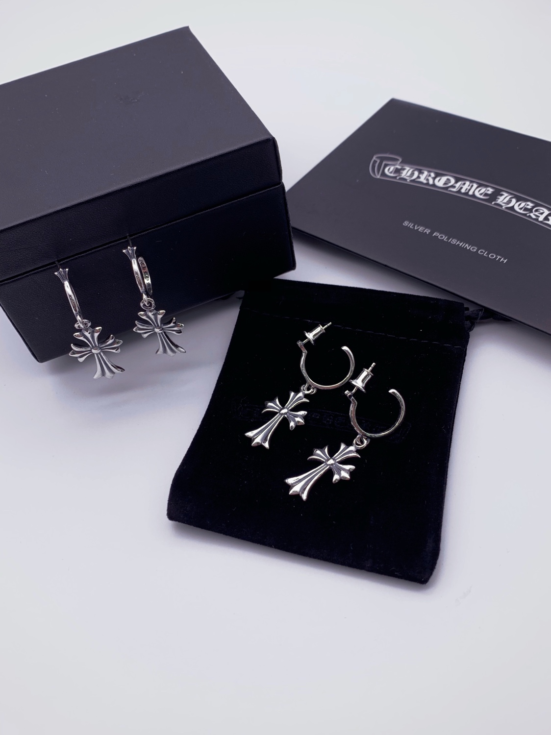 Chrome hearts Sterling silver big cross earrings