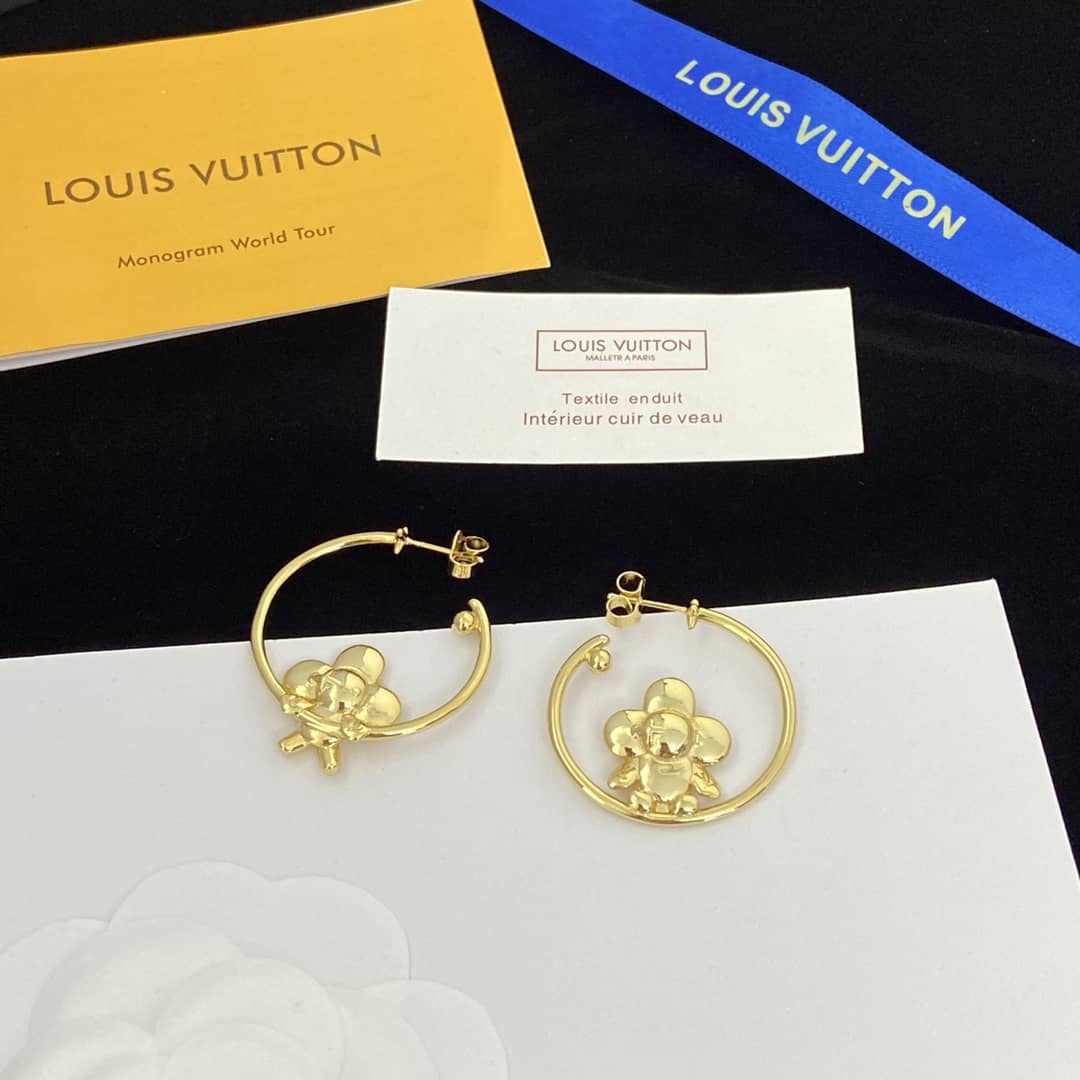 Fake Louis Vuitton Logo Earrings