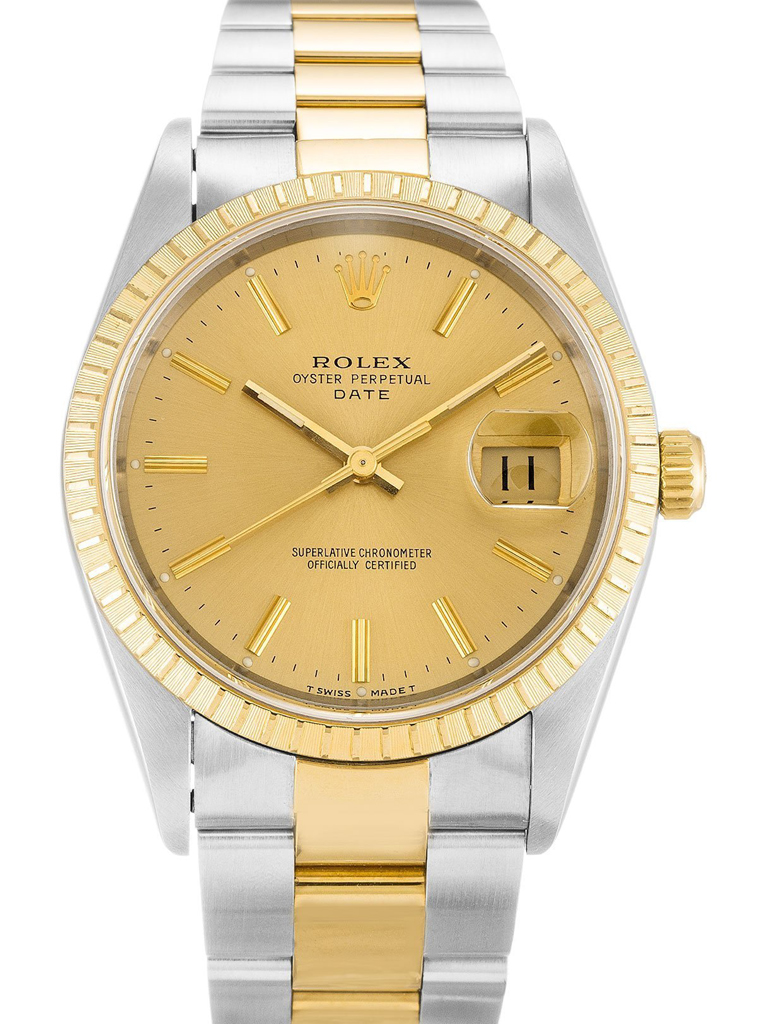 Replica Rolex Oyster Perpetual Date 34mm Champagne Dial 15223