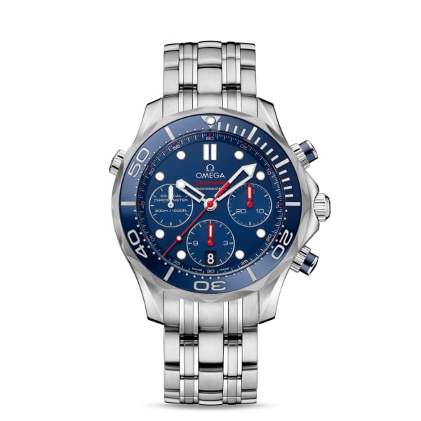 Omega Seamaster Diver 300M Co-Axial Chronometer Chronograph 44mm Stainless Steel Blue Dial Bracelet 212.30.44.50.03.001