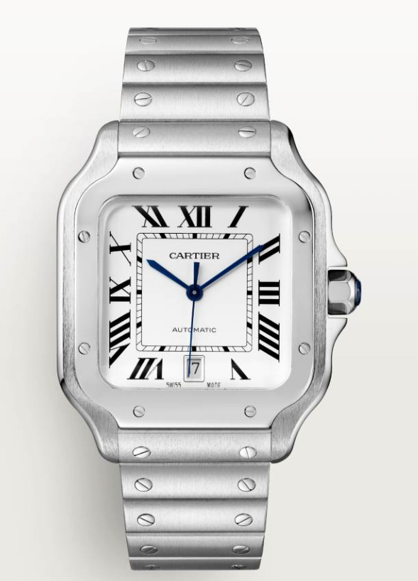 Cartier Santos de Cartier Large Automatic Stainless Steel Silver Dial Steel Bracelet WSSA0009