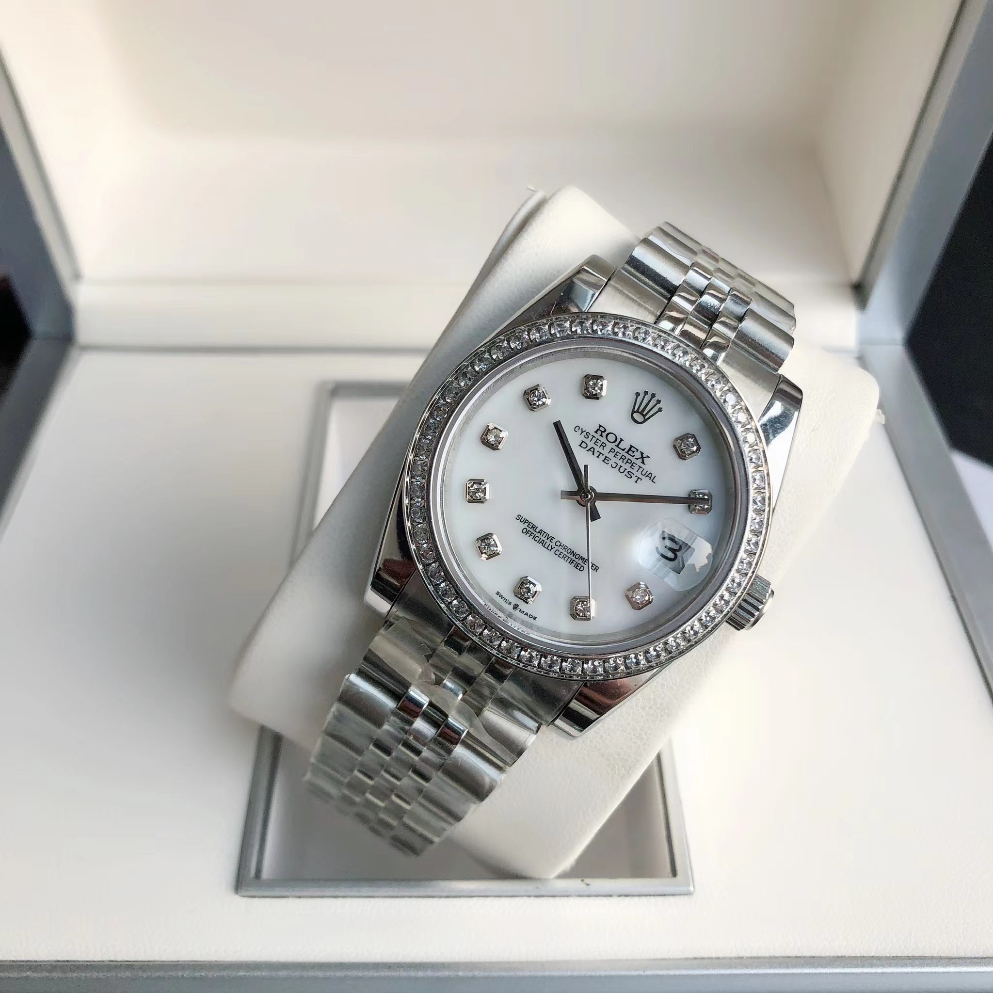 DATEJUST  41MM White Dial Diamond Bezel