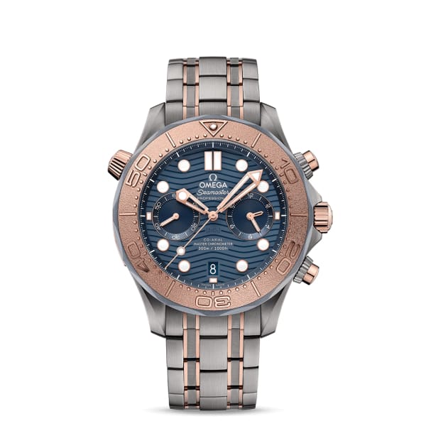Omega Seamaster Diver 300M Co-Axial Master Chronometer Chronograph 44mm Titanium/Sedna Gold Blue Dial Bracelet 210.60.44.51.03.001