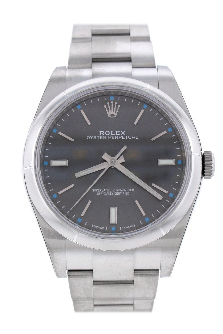 Rolex OYSTER PERPETUAL 39 Rhodium Dial Men's Watch 114300