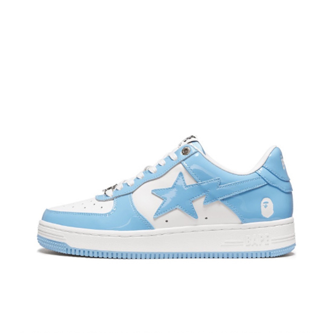 A BATHING APE BAPE STA PATENT LEATHER BLUE WHITE 1I70-191-002
