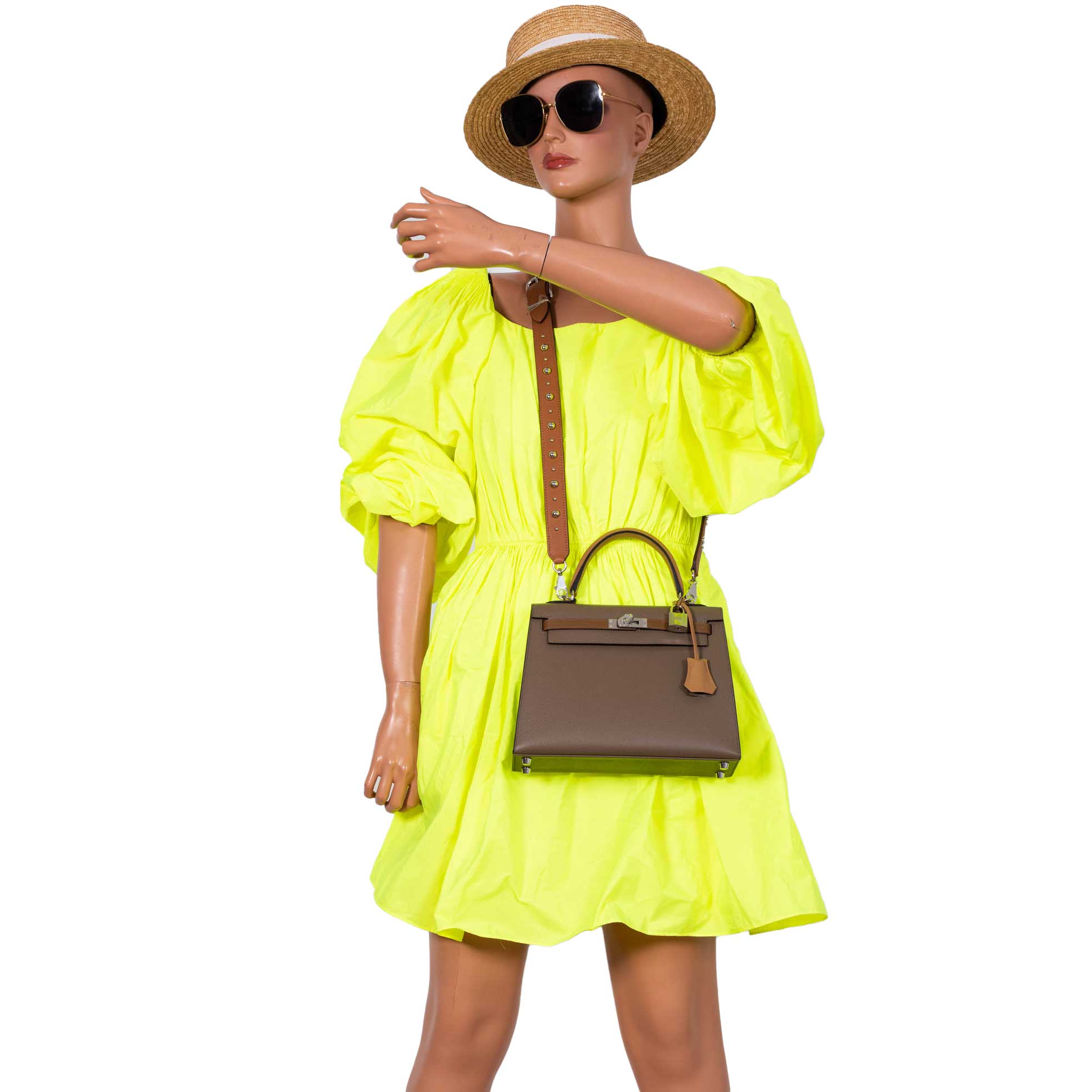 Hermès Limited Edition Sellier Kelly 25 Etoupe, Alezan & Biscuit Epsom with Palladium Hardware - Z, 2021