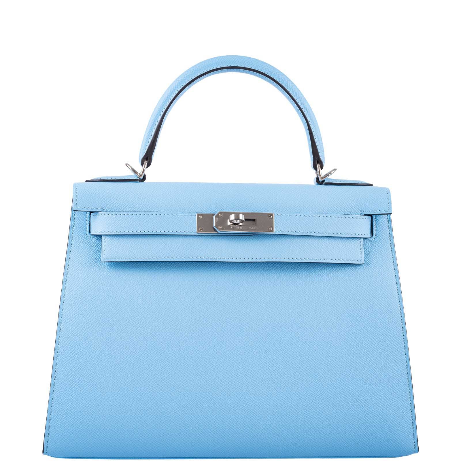 Hermès Kelly 28 Sellier Sky Blue Epsom Palladium Hardware