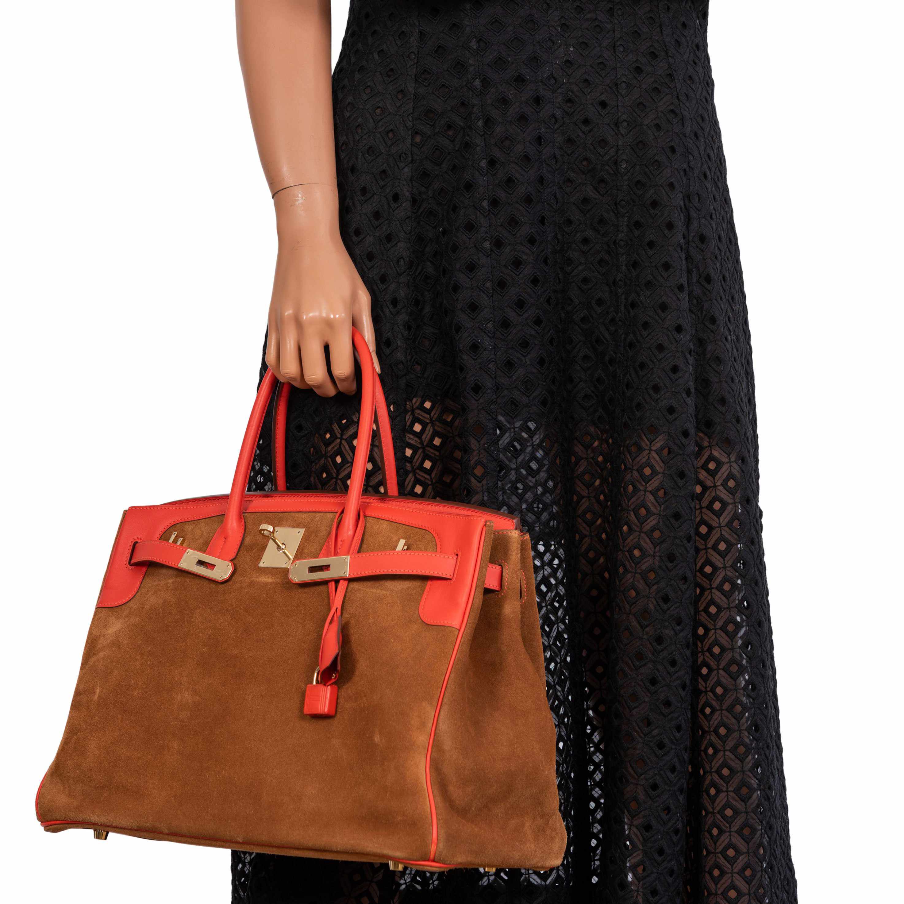 Hermès Birkin 35 Fauve Grizzly Suede & Capucine Evercolor Permabrass Hardware - 2014