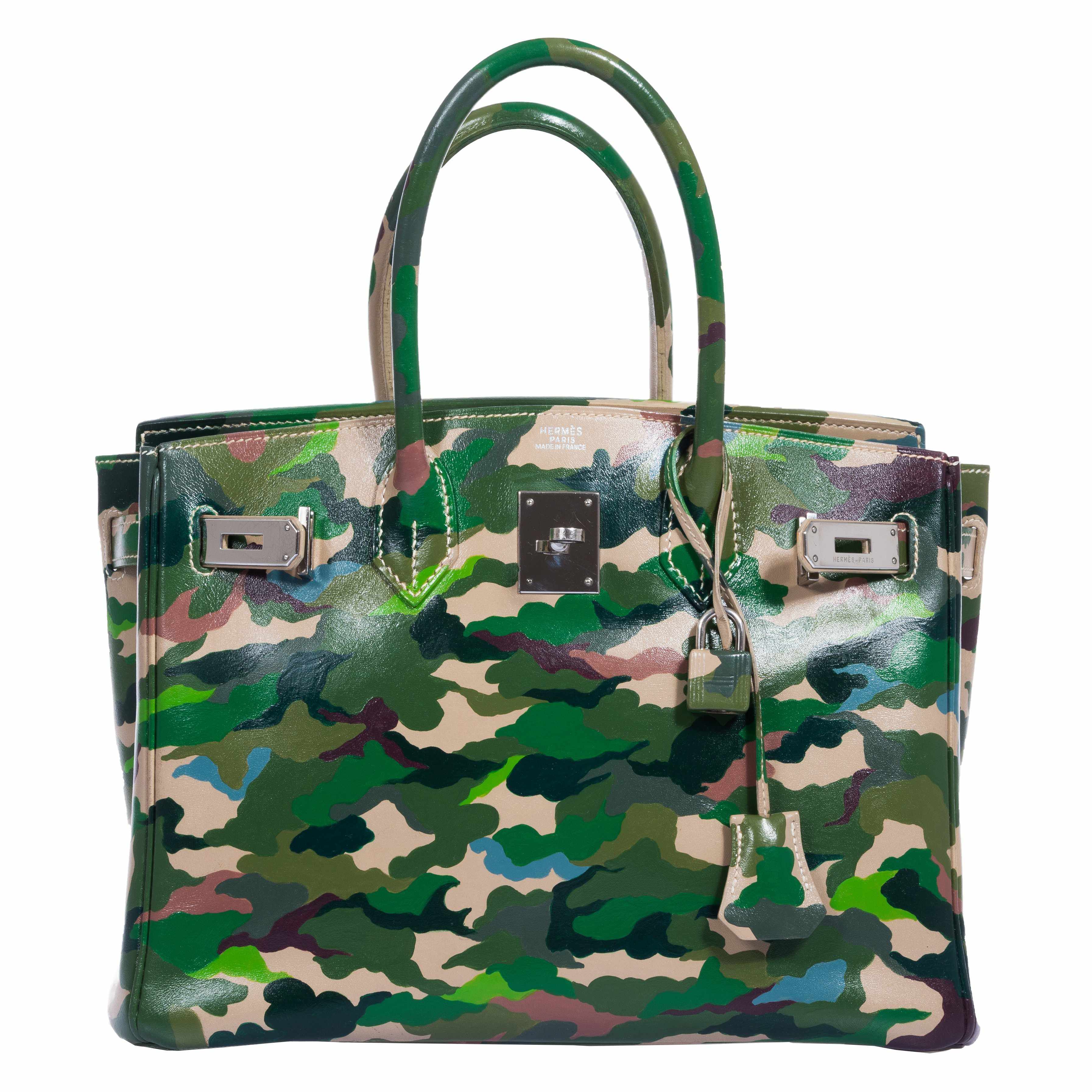 Hermès Birkin 30 Parchment Box Camouflage Palladium Hardware * JaneFinds Custom Shop