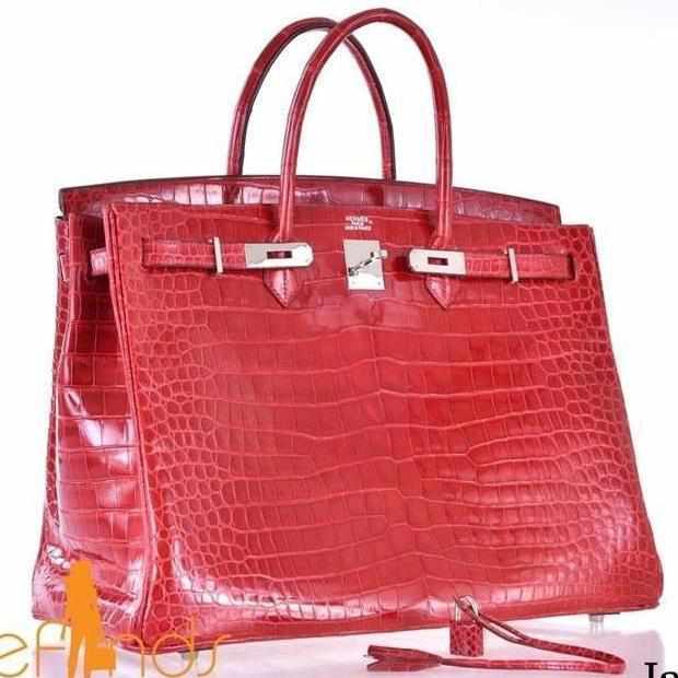 Hermès Birkin 40 Red Braise Porosus Crocodile Palladium Hardware