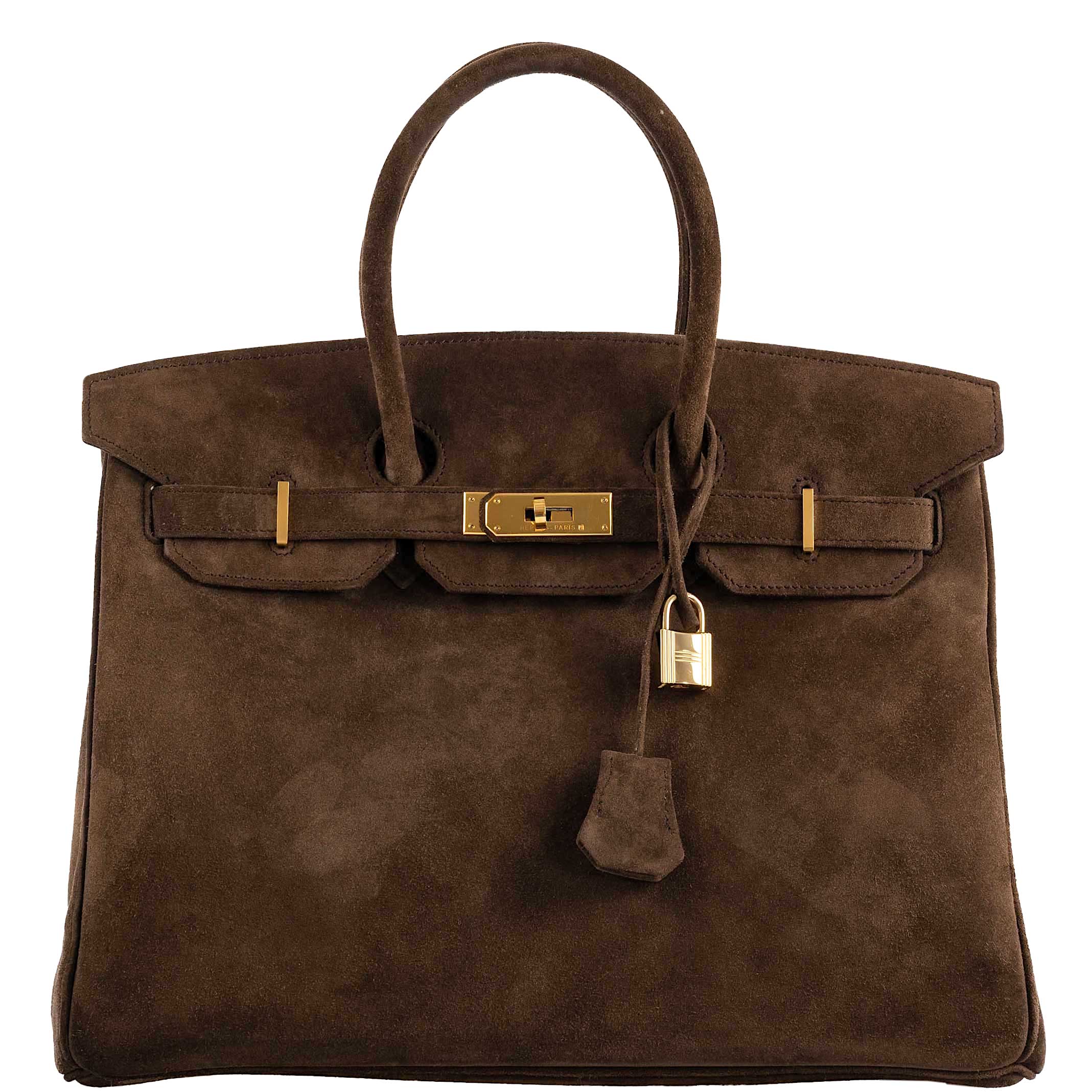 Hermès Birkin 35 Chocolate Veau Doblis Suede with Gold Hardware - 2011, O Square