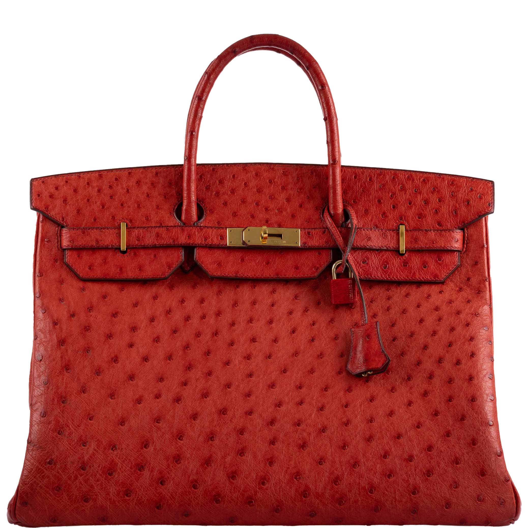 Hermès Birkin 40 Rouge Vif Ostrich with Gold Hardware