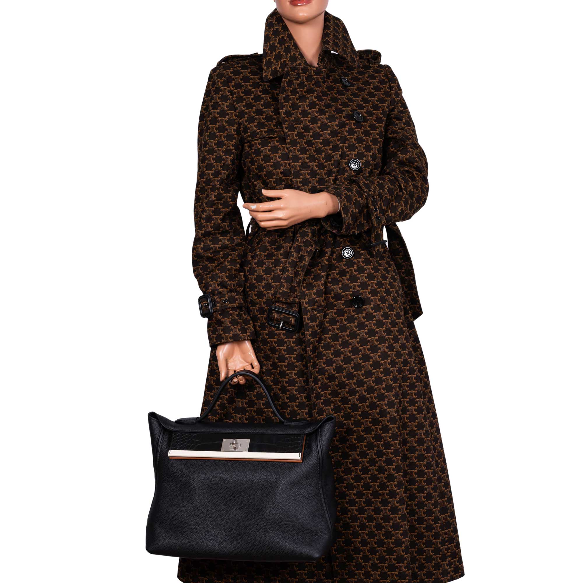 Hermès 24/24 Touch 35 Black Togo and Alligator and Gold and Nata Swift with Gold Hardware - 2020, Y