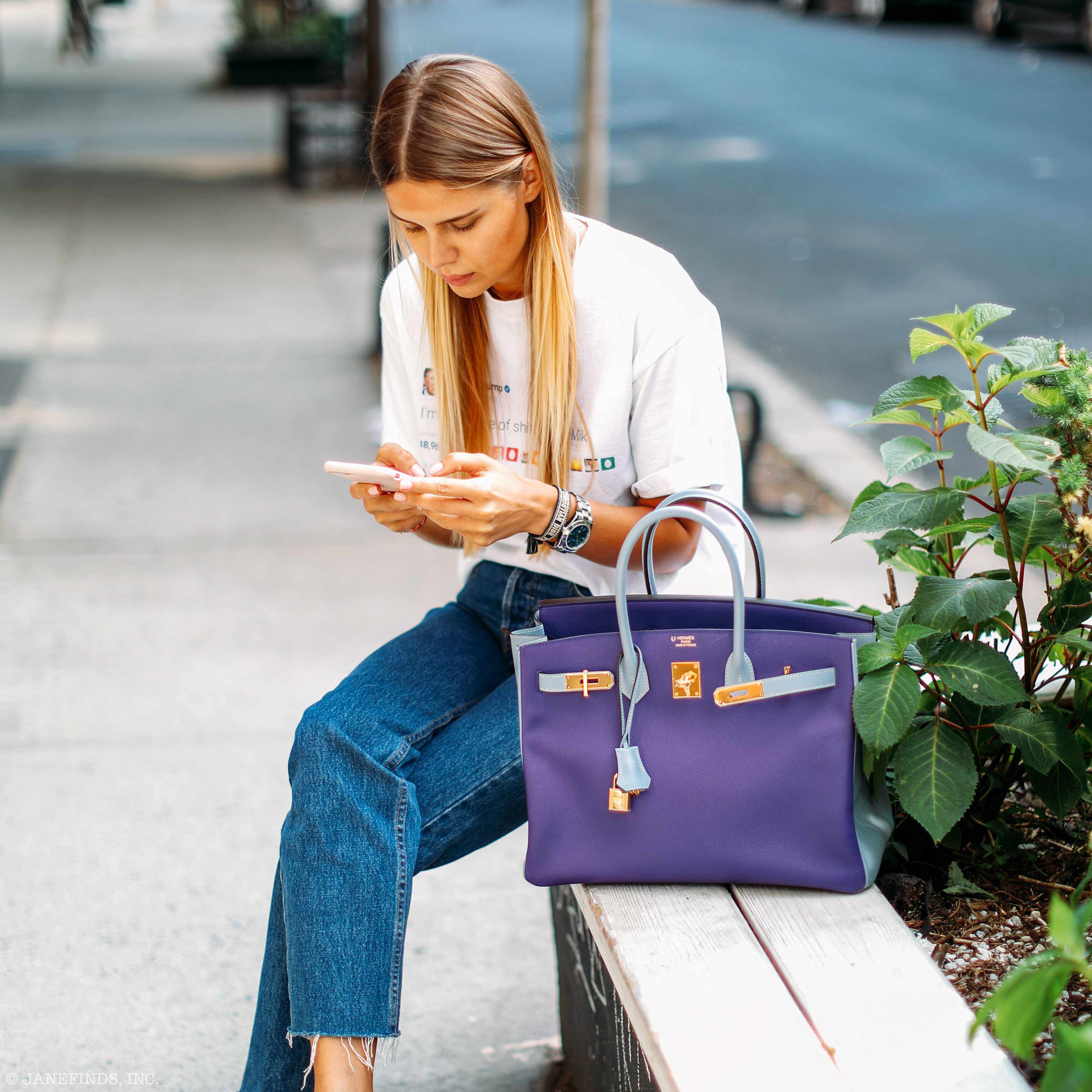 Hermès Birkin 35 HSS Crocus And Blue Lin Epsom Gold Hardware