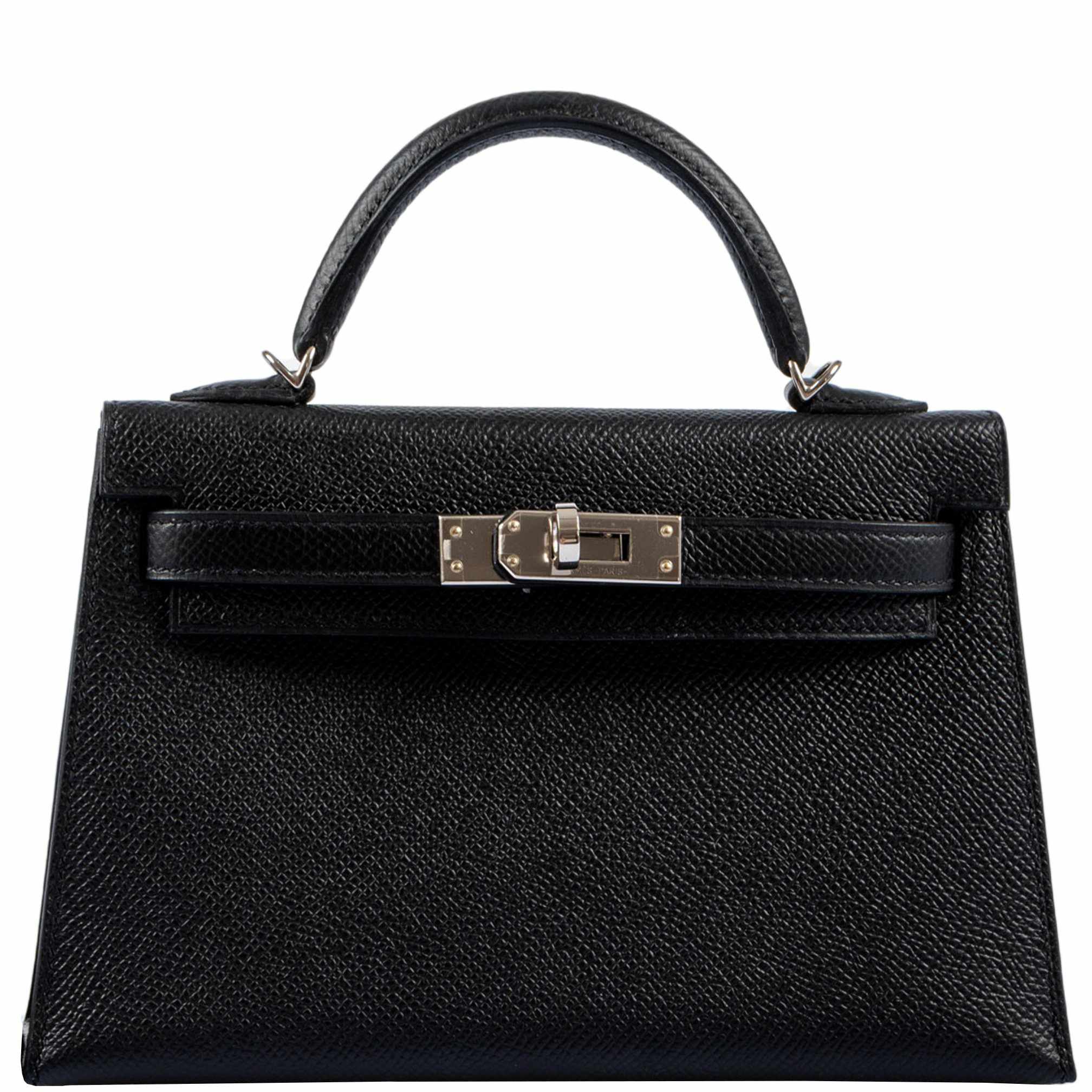Hermès Kelly 20 Mini II Sellier Black Epsom Palladium Hardware