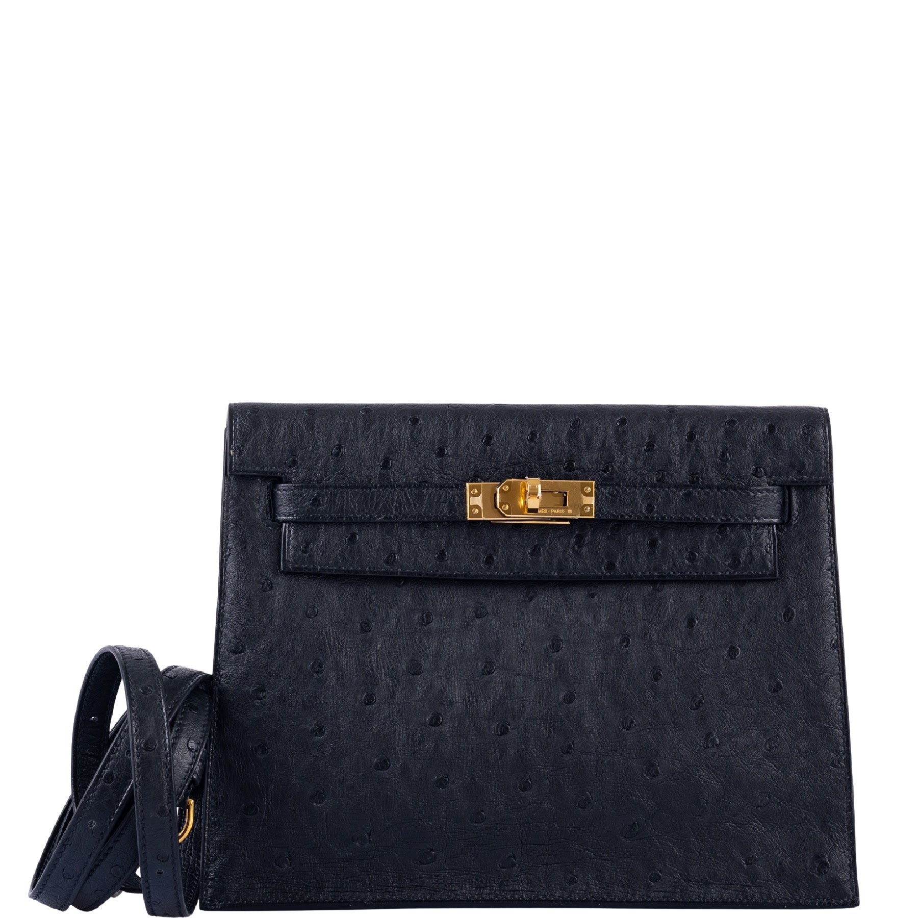 Hermès Kelly Danse II Black Ostrich with Gold Hardware - 2021, Z