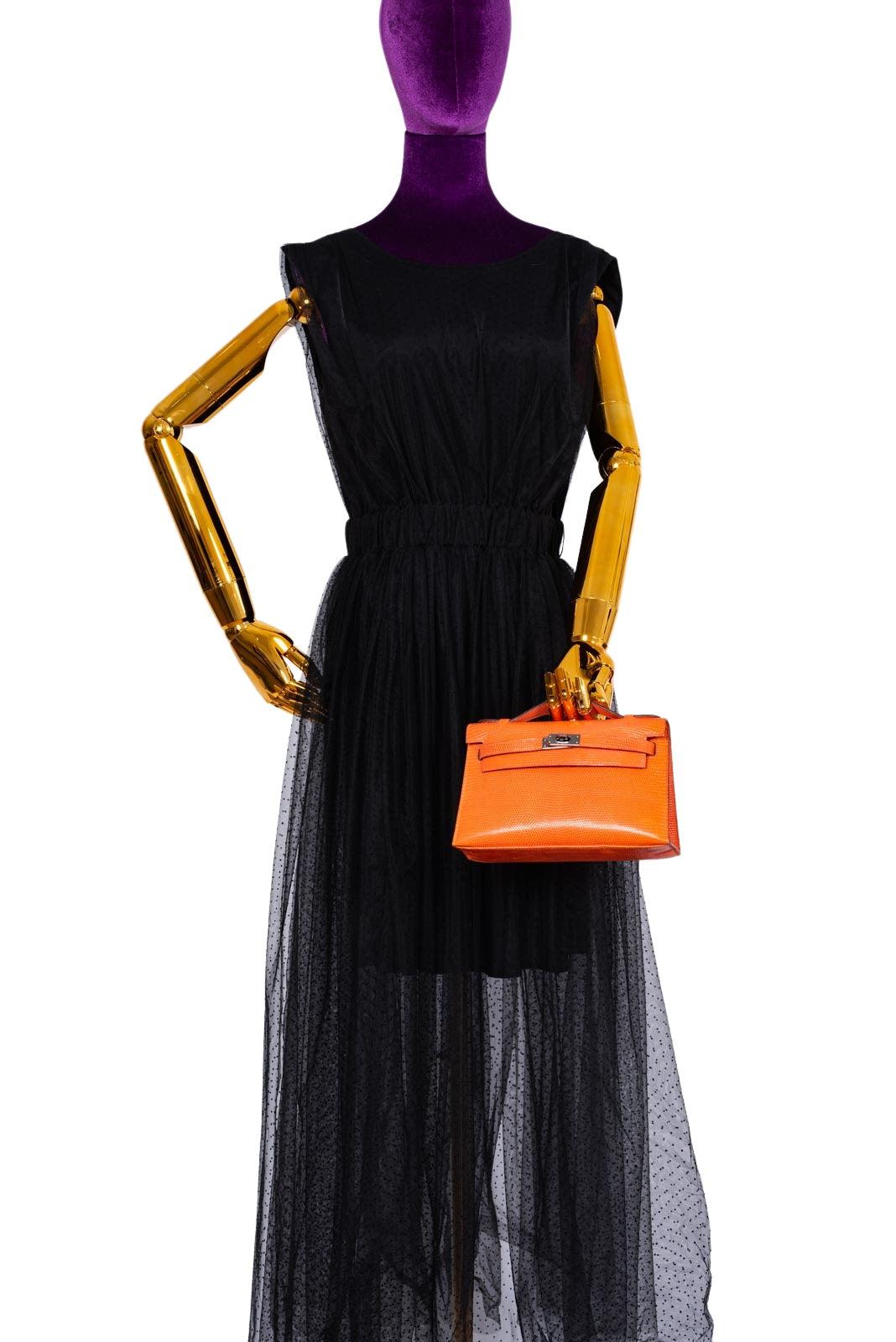 Hermès Kelly Pochette Tangerine Nilo Lizard with Ruthenium Hardware