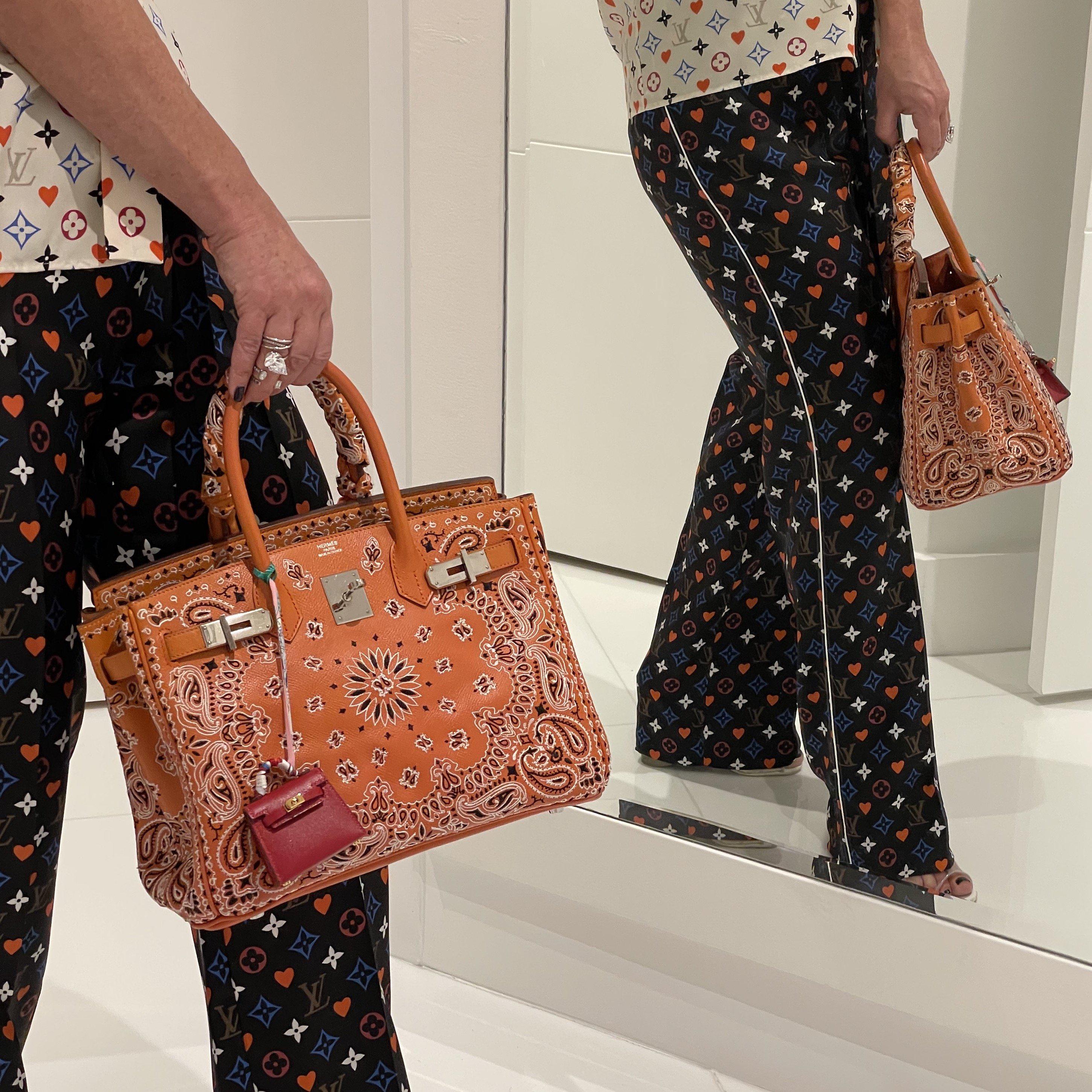 Jay Ahr Vintage 2013 Hermès Birkin 30 Orange Epsom Bandana Embroidery 