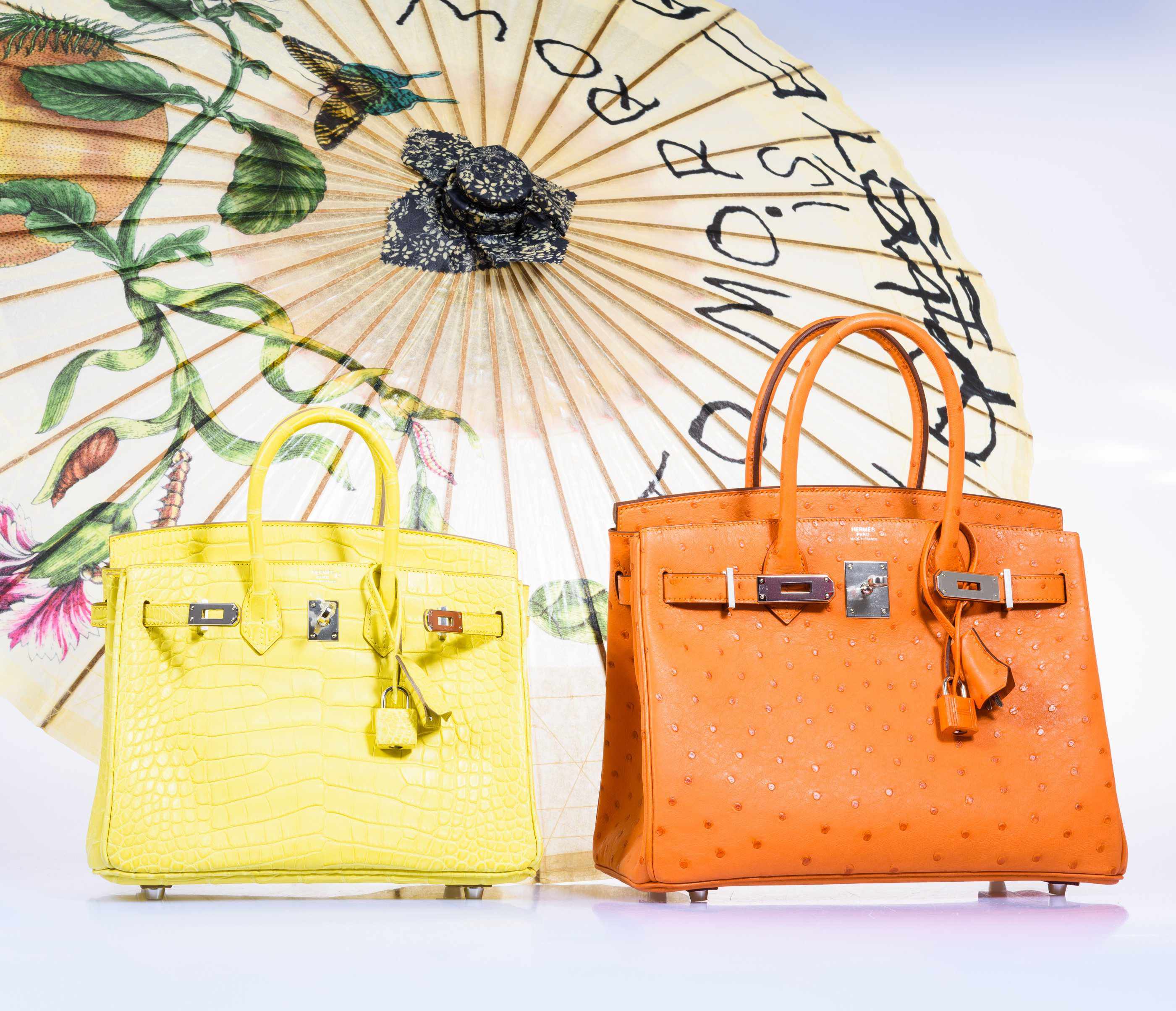 Hermès Birkin 30 Tangerine Ostrich Palladium Hardware