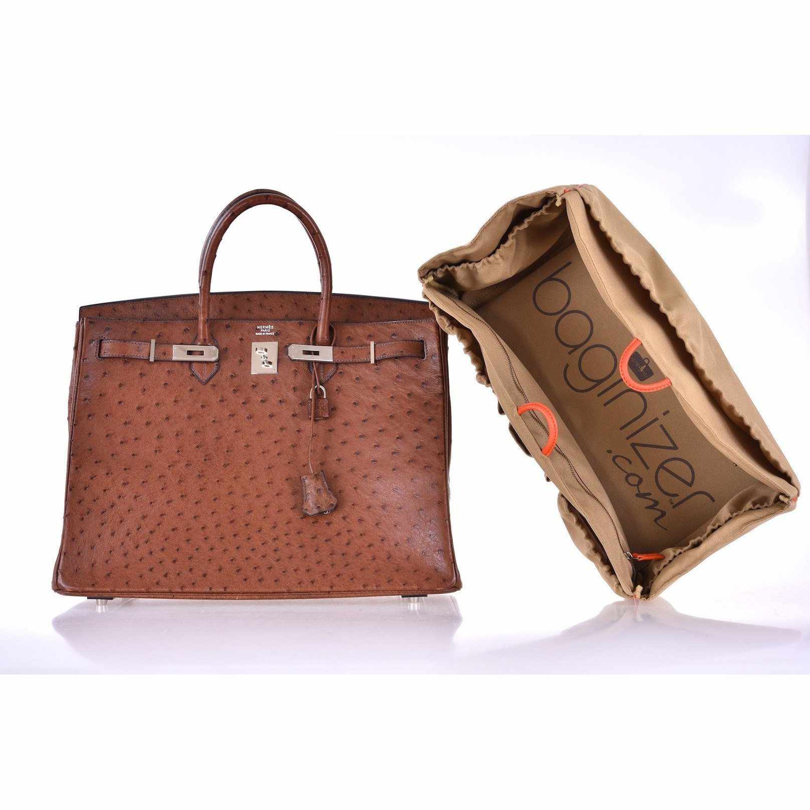 Hermès Birkin 40 Noisette Chevre Leather Beige Ostrich Palladium Hardware