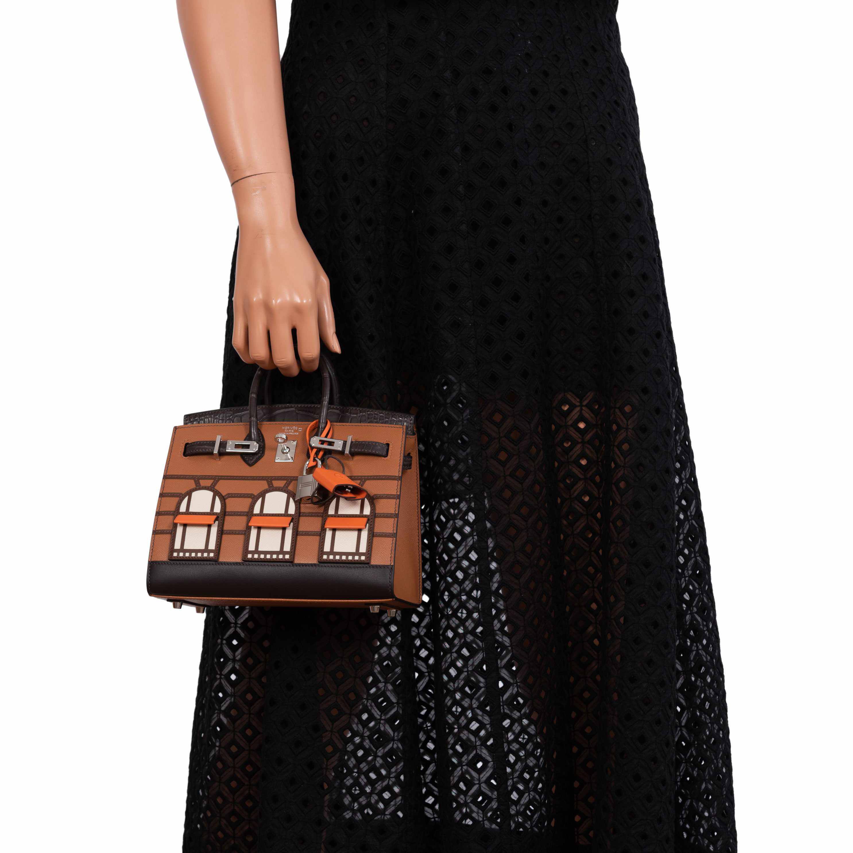 Hermès Birkin 20 Sellier Faubourg Brown Multicolor Madame, Crocodile, Epsom, Sombrero & Swift Palladium Hardware