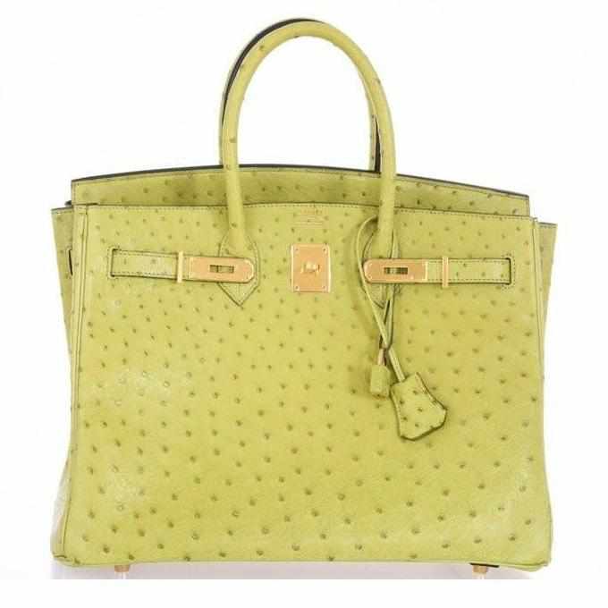 Hermès Birkin 35 Ostrich Vert Anis Gold Hardware