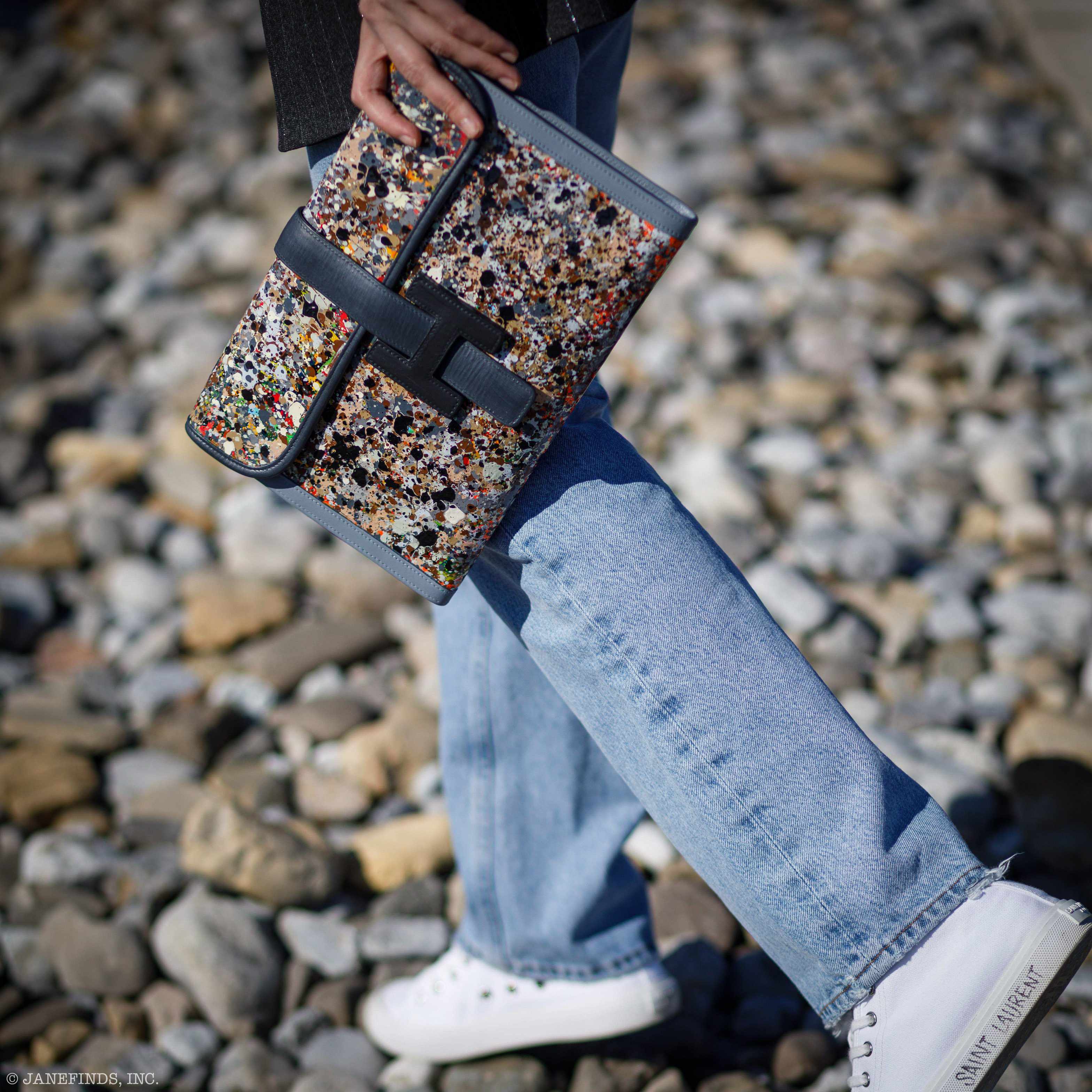 Hermès Jige MM “Saupoudré” Vache Naturelle Leather & Toile * JaneFinds Custom Shop