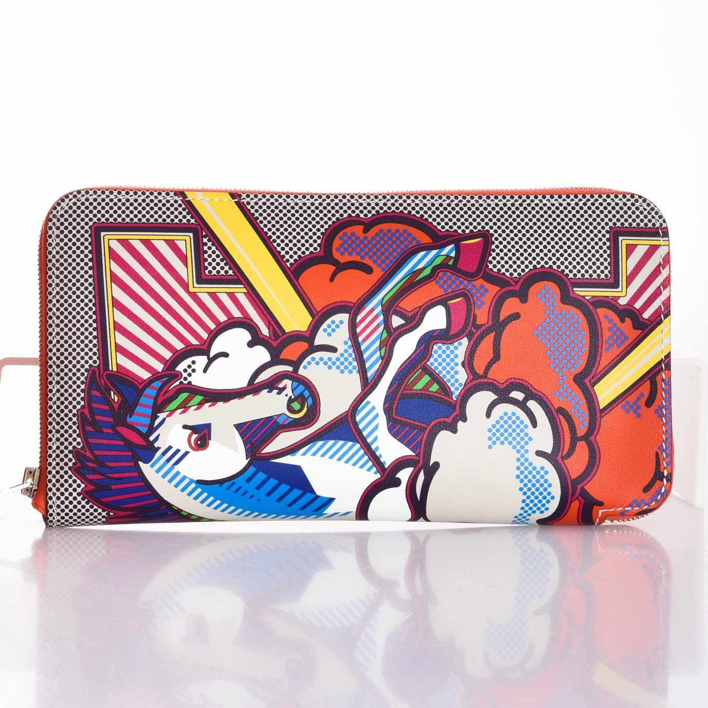 Hermès Azap Long Pegasus Pop Orange Swift Zip Around Wallet | Rare