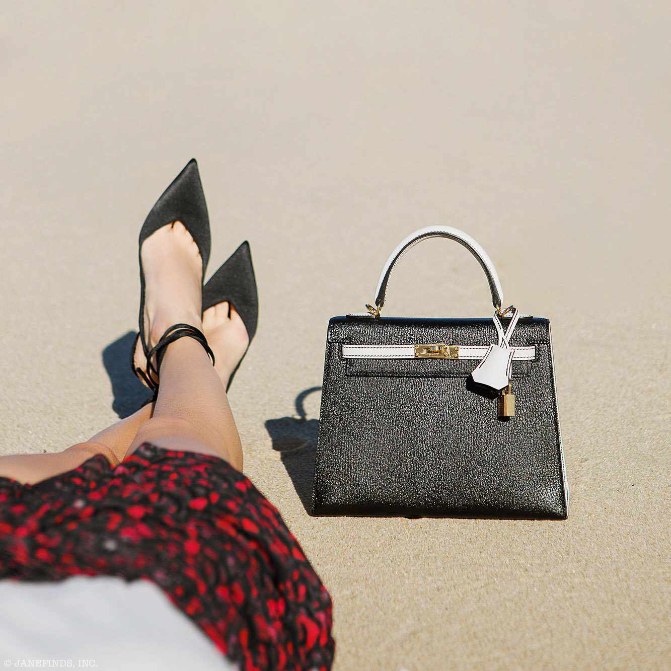 Hermès Kelly 25 HSS Sellier Black & Gris Perle Chevre Gold Hardware - 2019, D