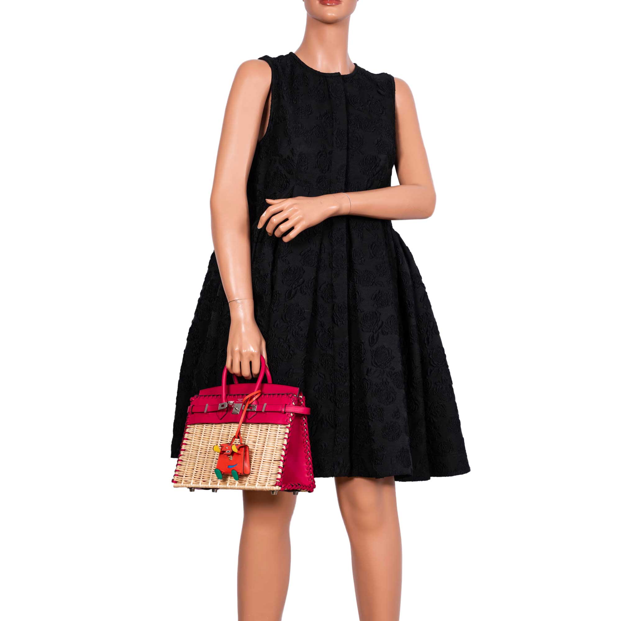 Hermès Picnic Birkin 25 Osier Wicker & Framboise Swift with Palladium Hardware - 2021, Z