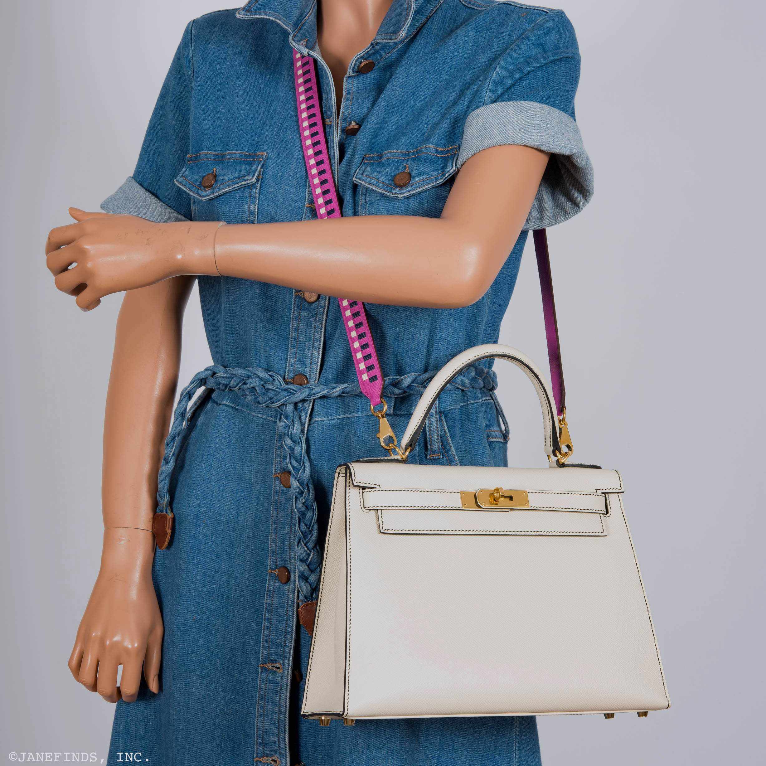 Hermès Kelly 28 Sellier HSS Craie And Black Epsom Gold Hardware