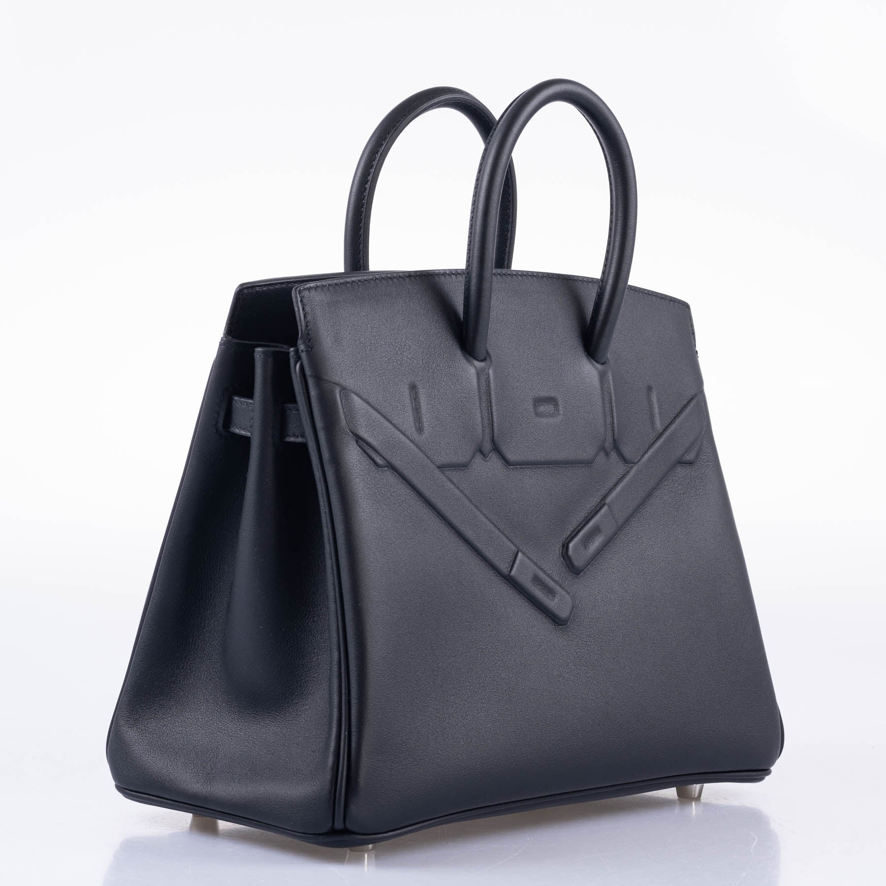Hermès Shadow Birkin 25 Black Swift Leather Palladium Hardware
