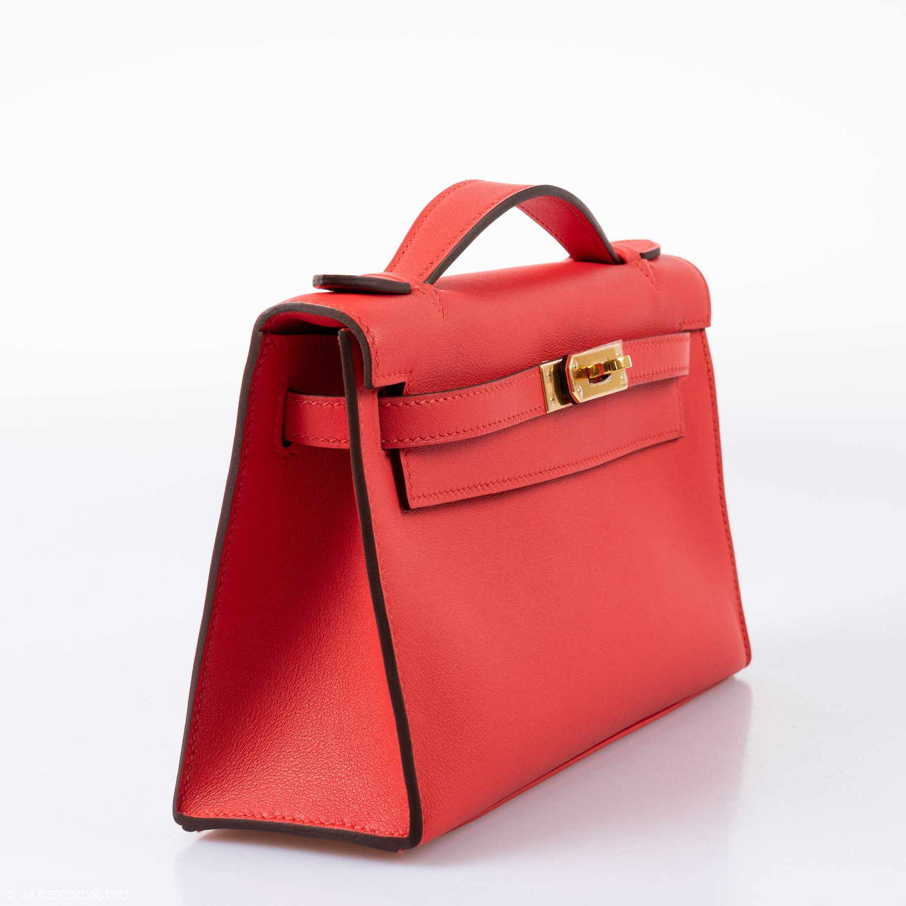 Hermès Kelly Mini Pochette Rouge Tomate Swift Gold Hardware