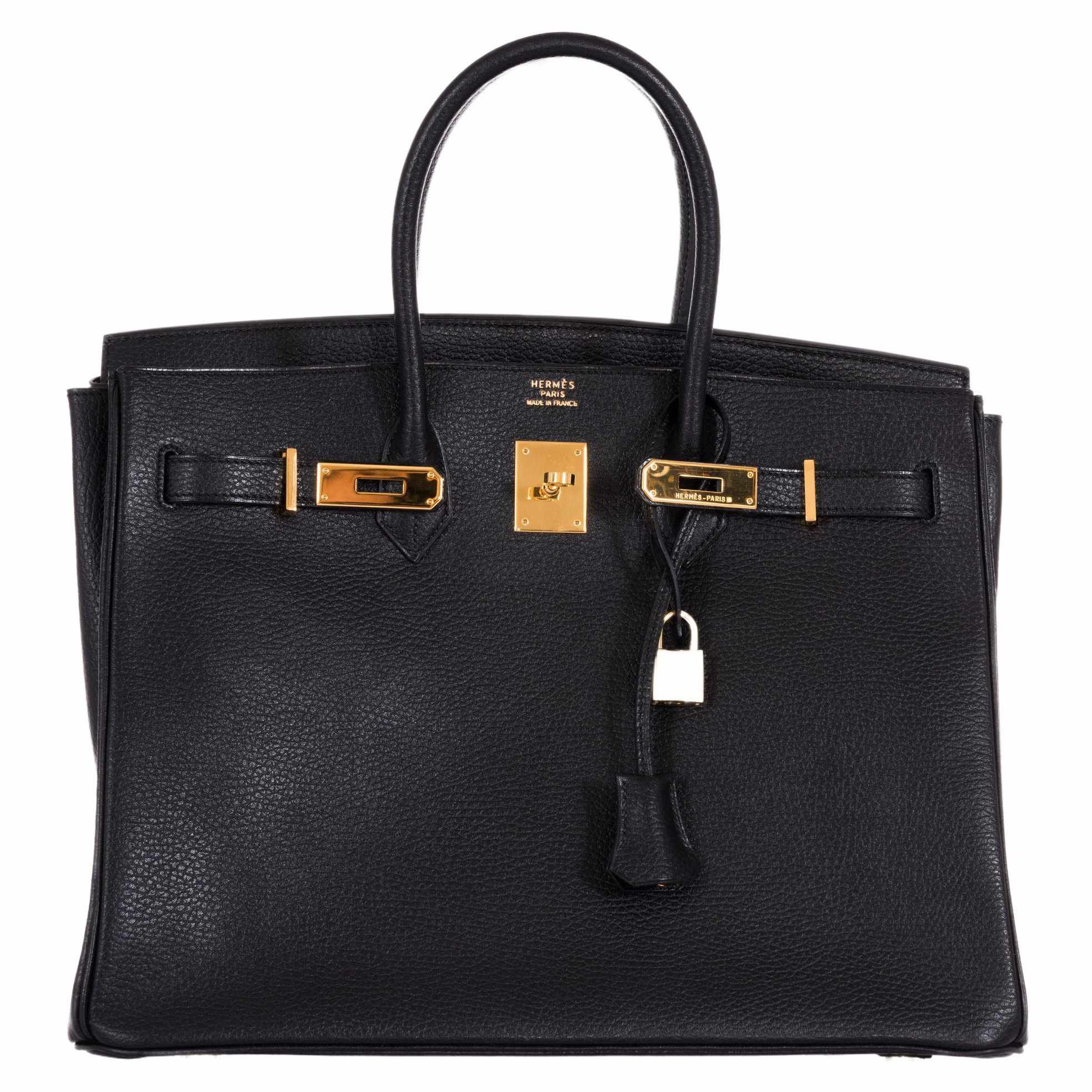 Hermès Birkin 35 Black Ardennes Gold Hardware