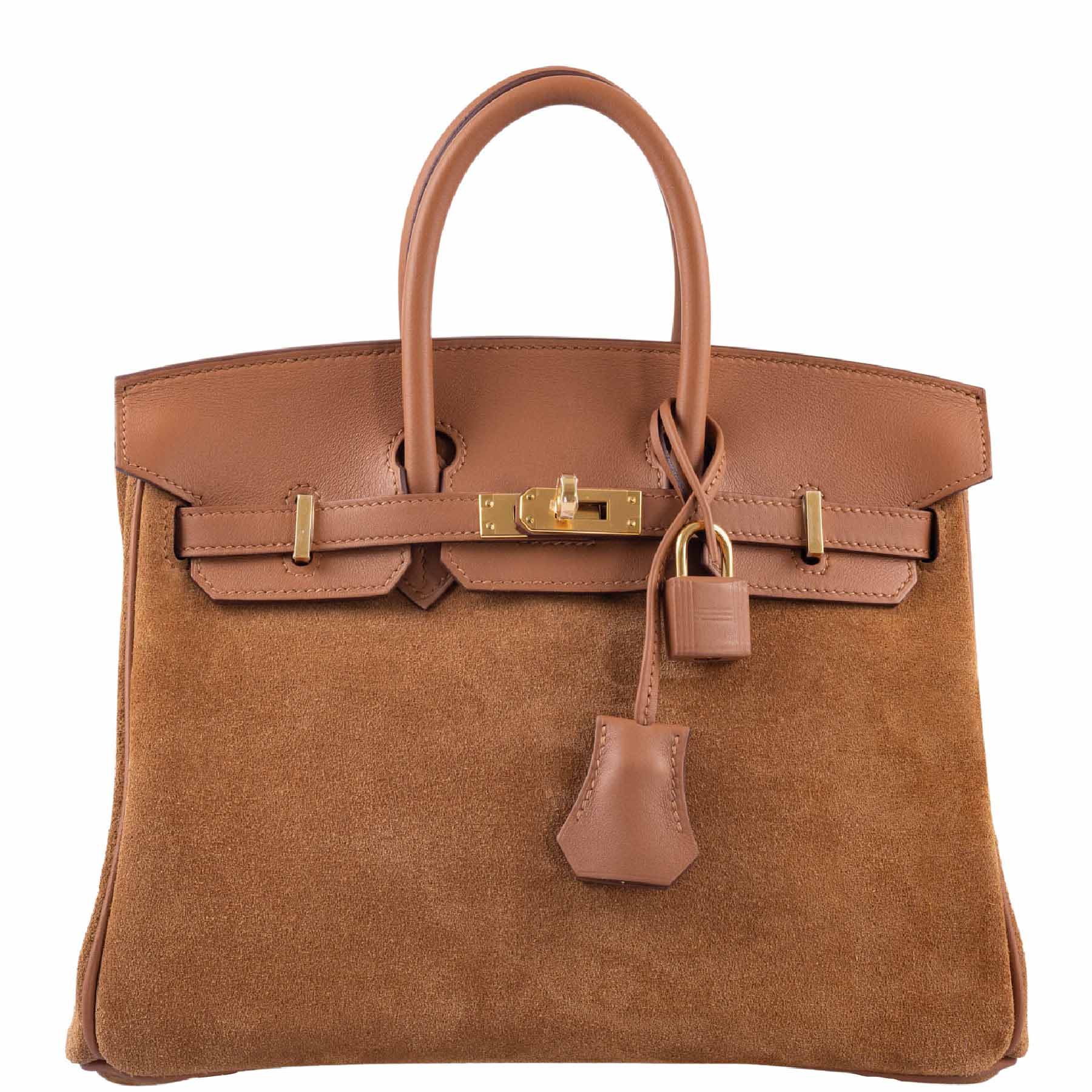 Hermès Birkin 25 Grizzly Gold Veau Doblis Suede and Gold Swift with Gold Hardware