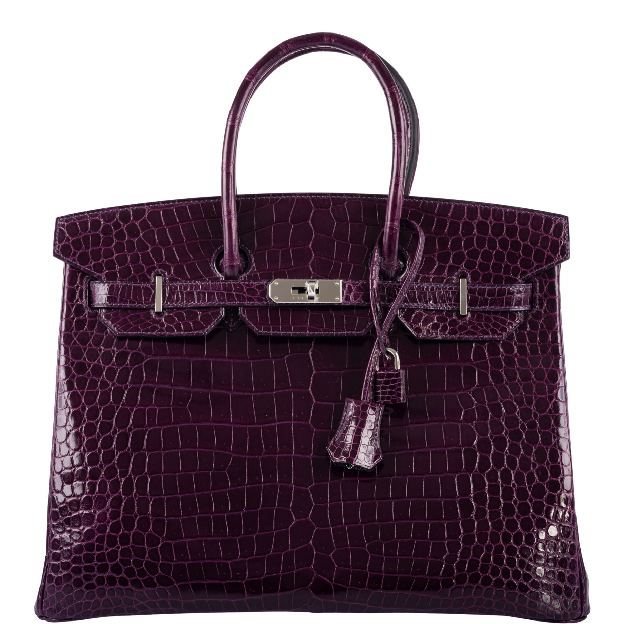 Hermès Birkin 35 Cassis Shiny Porosus Crocodile Palladium Hardware
