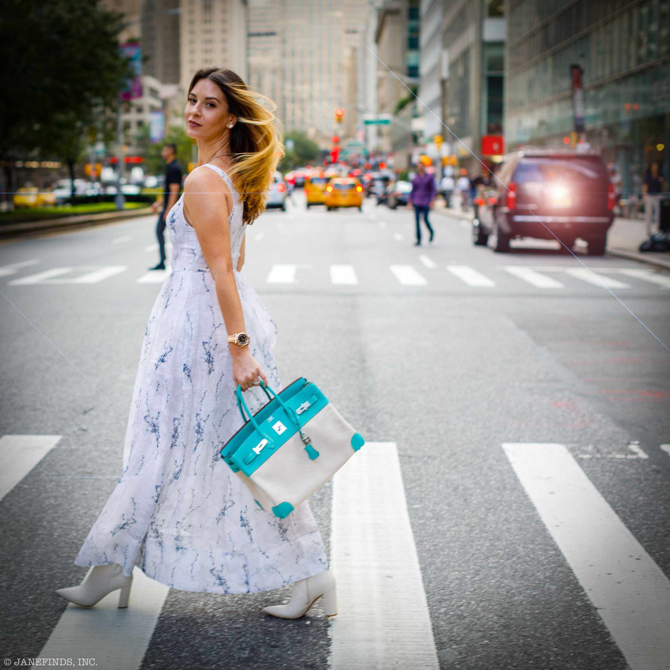 Hermès Birkin 35 Lagoon Swift And Toile Palladium Hardware