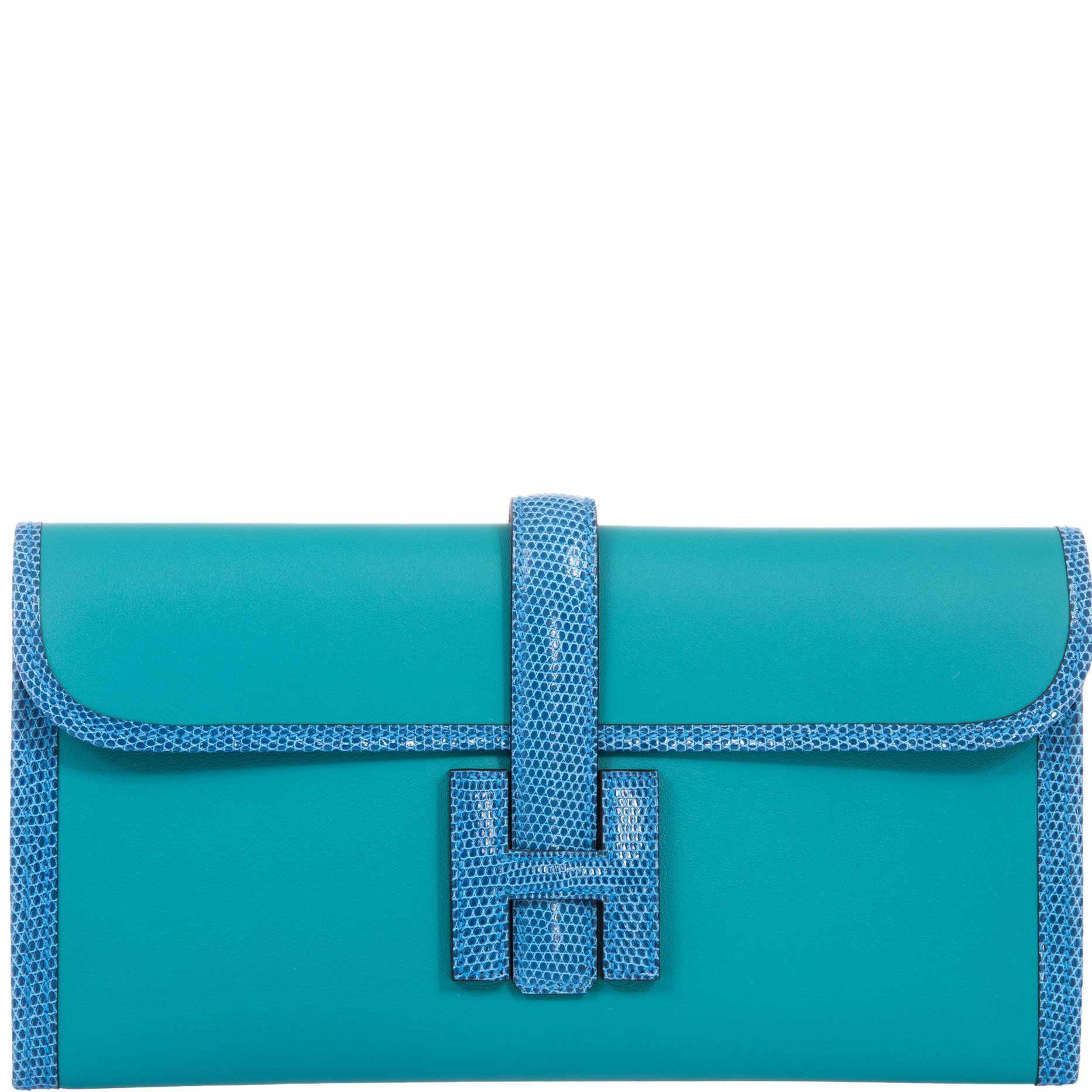 Hermès Jige Elan 29 Blue Paon Swift And Blue Brighton Lizard Piping