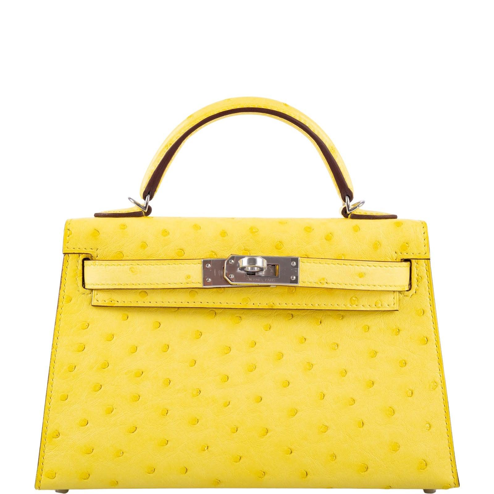 Hermès Kelly 20 Mini II Sellier Jaune Citron Ostrich Palladium Hardware