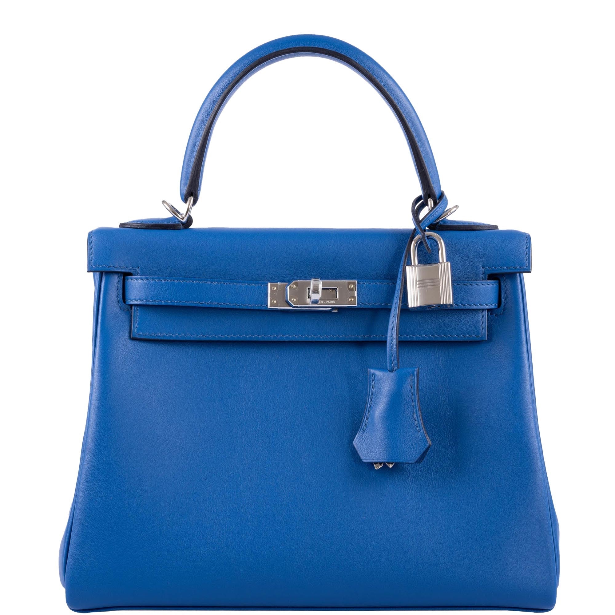 Hermès Kelly 25 Retourne Blue France Swift Leather Palladium Hardware