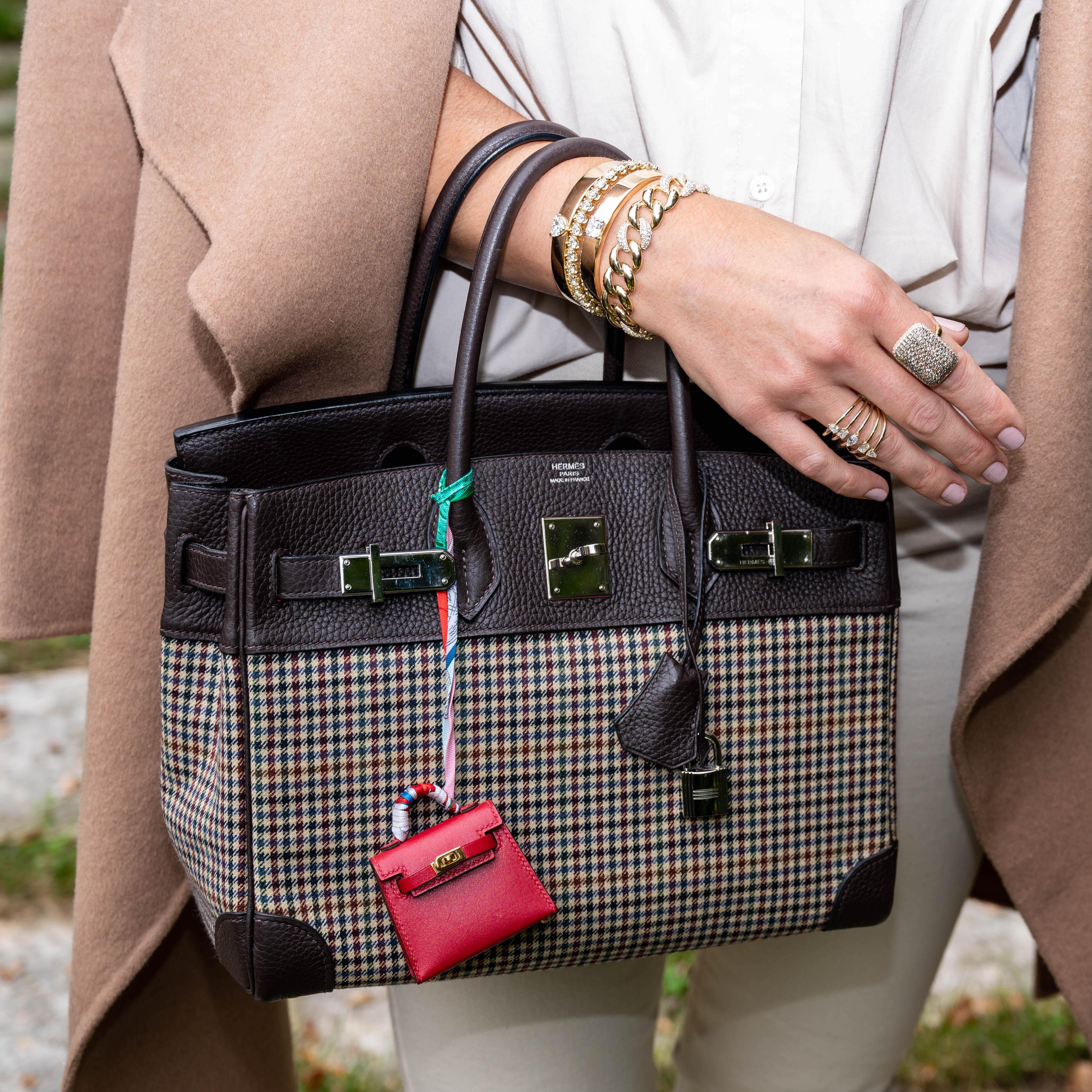 Hermès Birkin 30 Togo And Plaid Wool Lainage Palladium Hardware - 2006, J Square