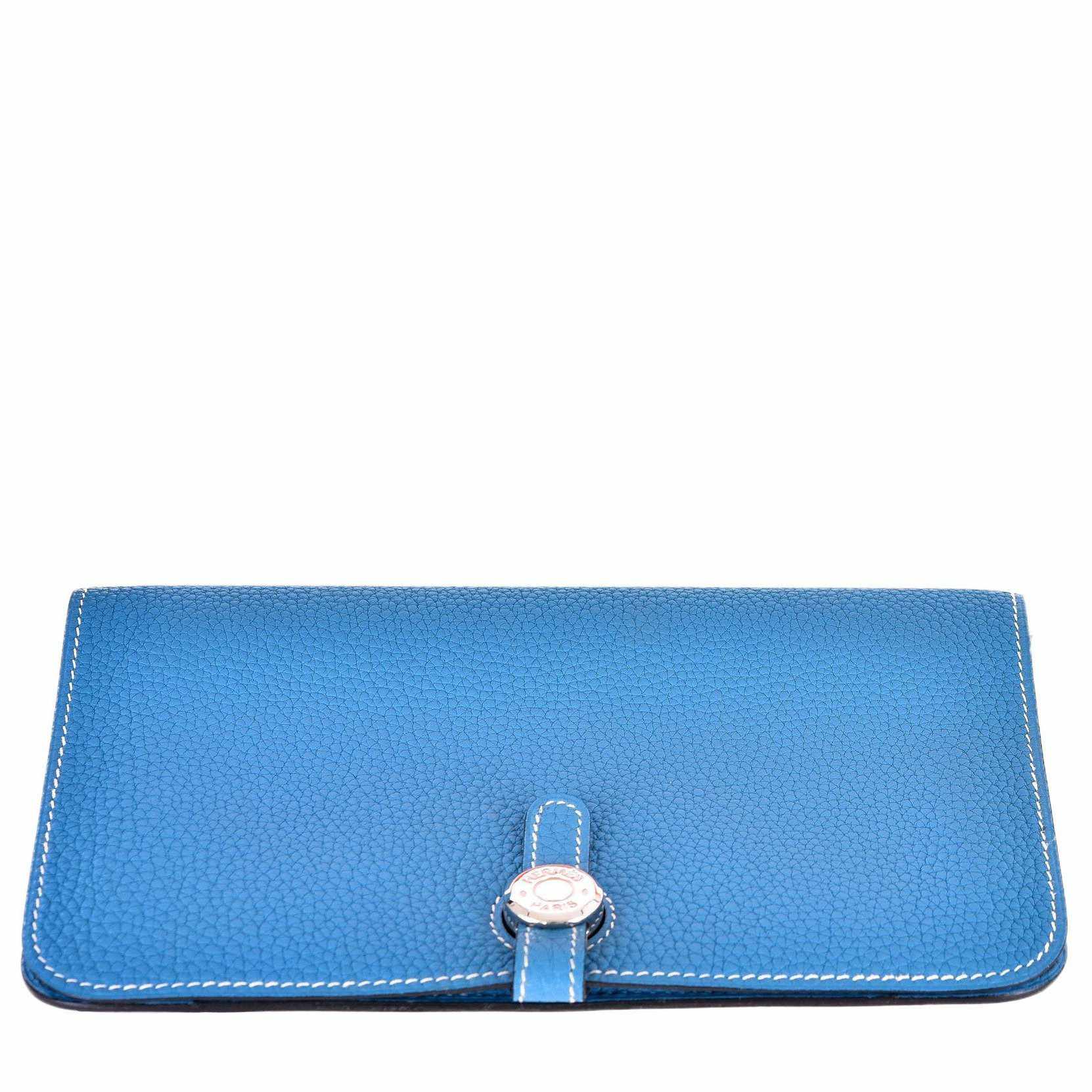 Hermès Blue Jean Dogon Wallet Togo Palladium Hardware