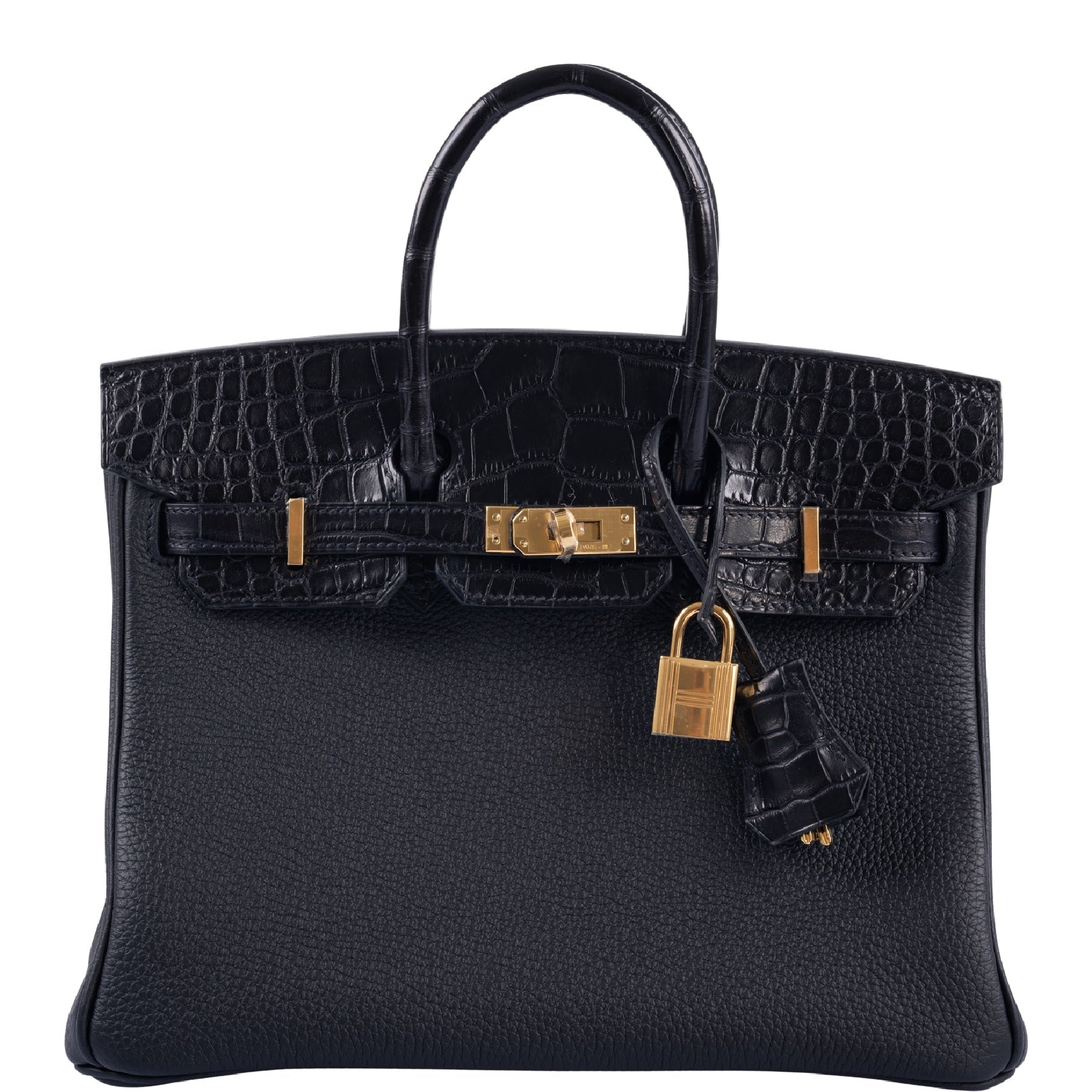 Hermès Birkin 25 Touch Black Togo and Matte Alligator Gold Hardware