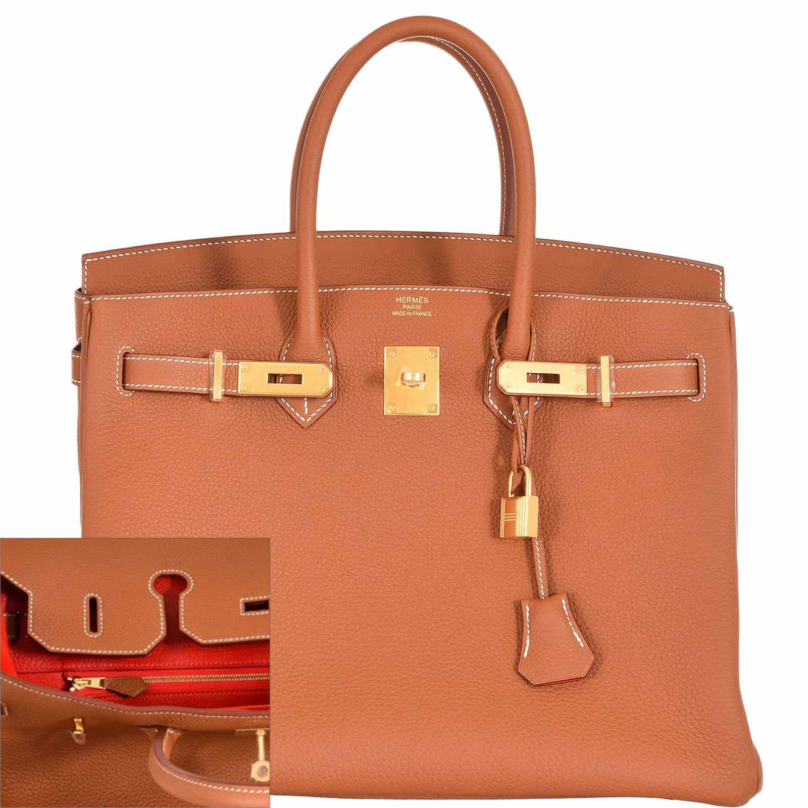 Hermès Birkin 35 Gold Verso Geranium Togo Gold Hardware