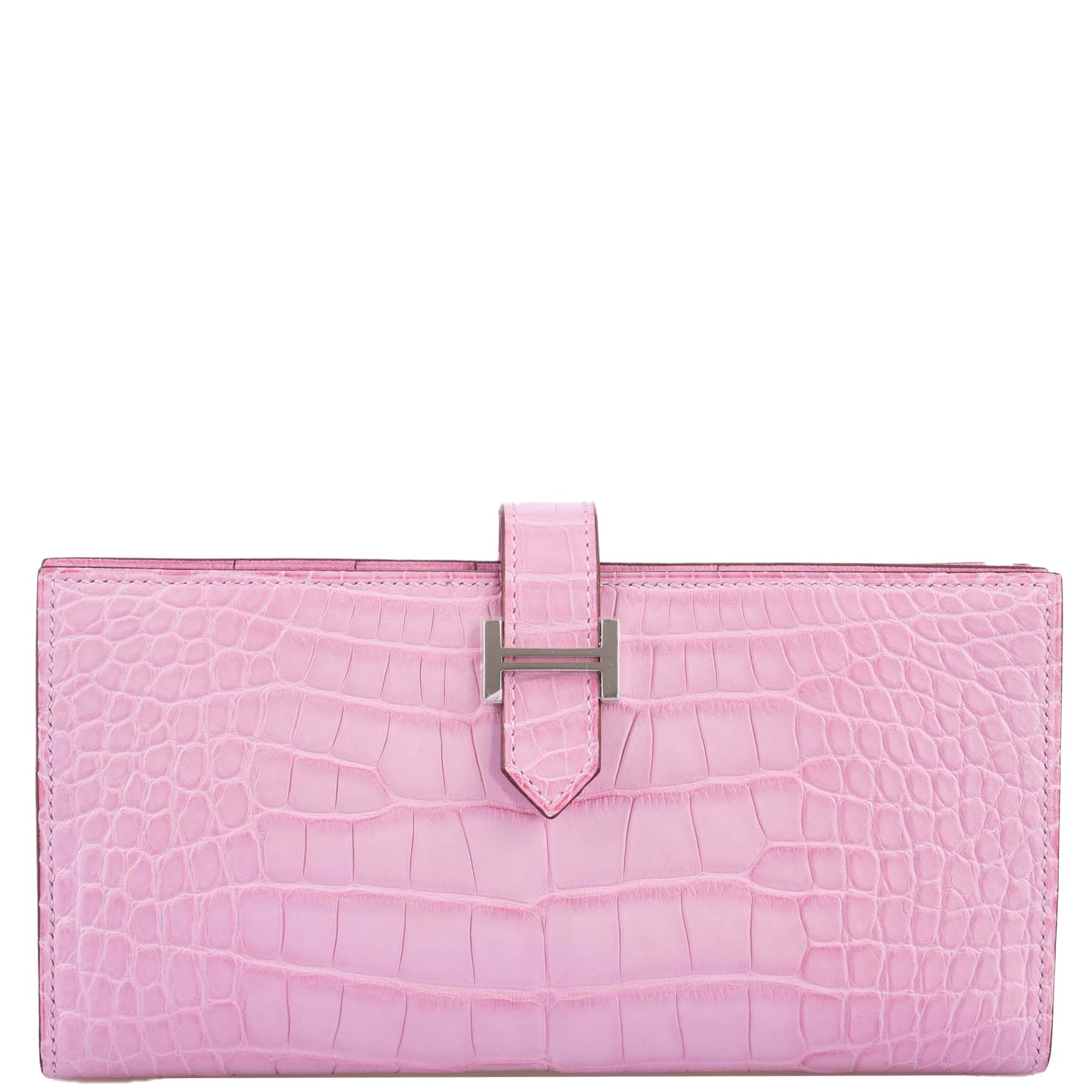 Hermès Bearn Wallet 5P Pink Matte Alligator with Palladium Hardware - 2020, Y