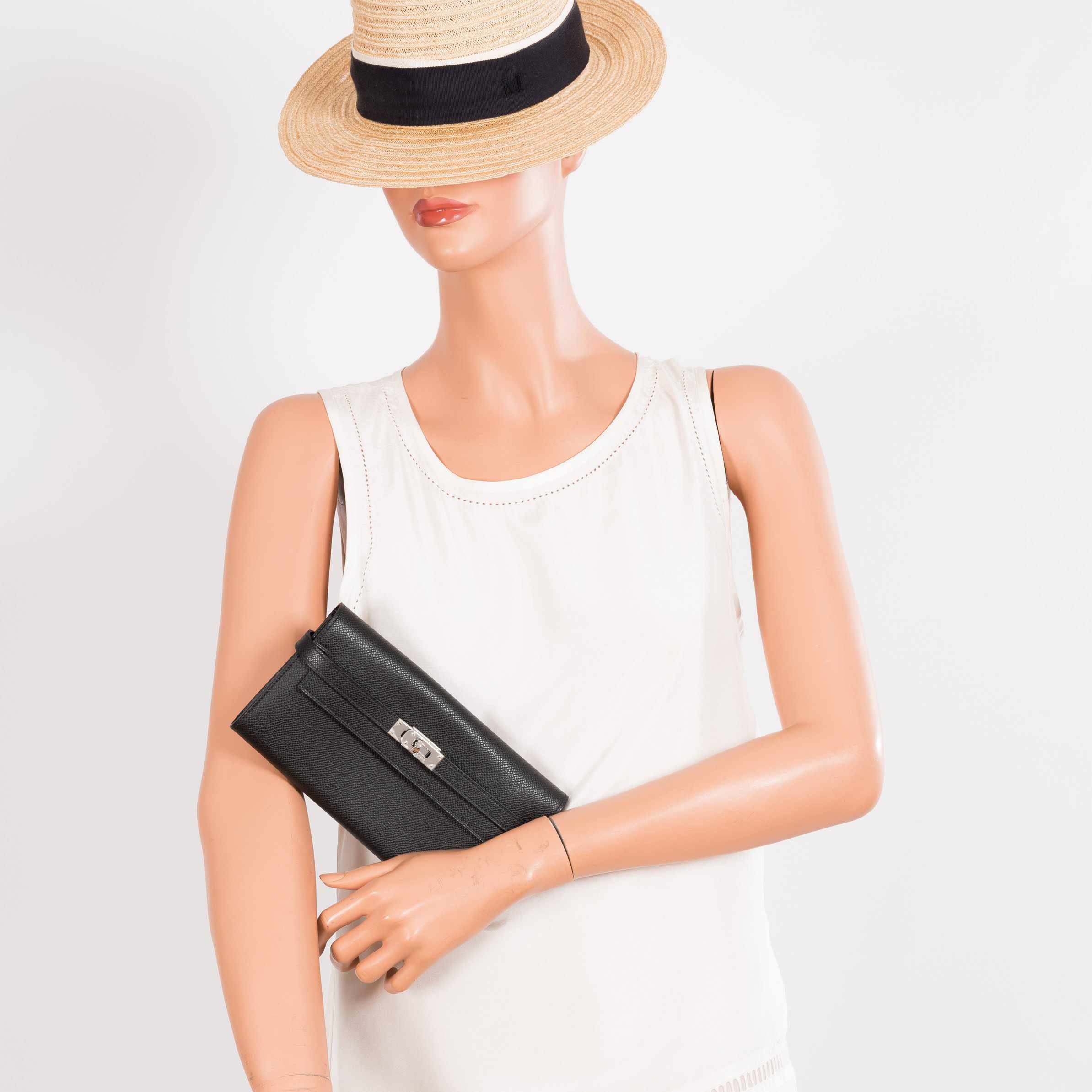 Hermès Kelly Longue Wallet Black Epsom Palladium Hardware