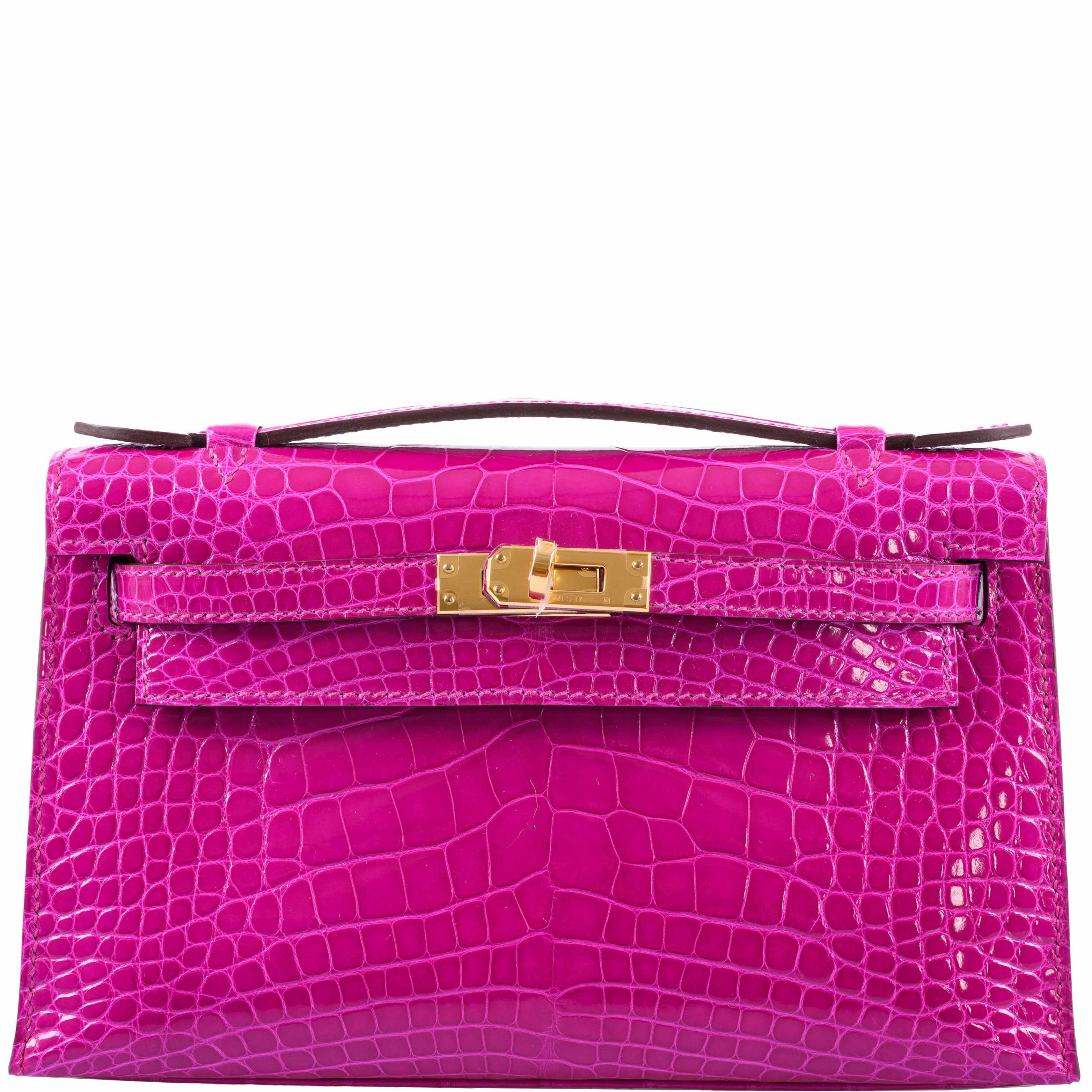 Hermès Kelly Mini Pochette Rose Scheherazade Shiny Alligator Gold Hardware - 2019, D