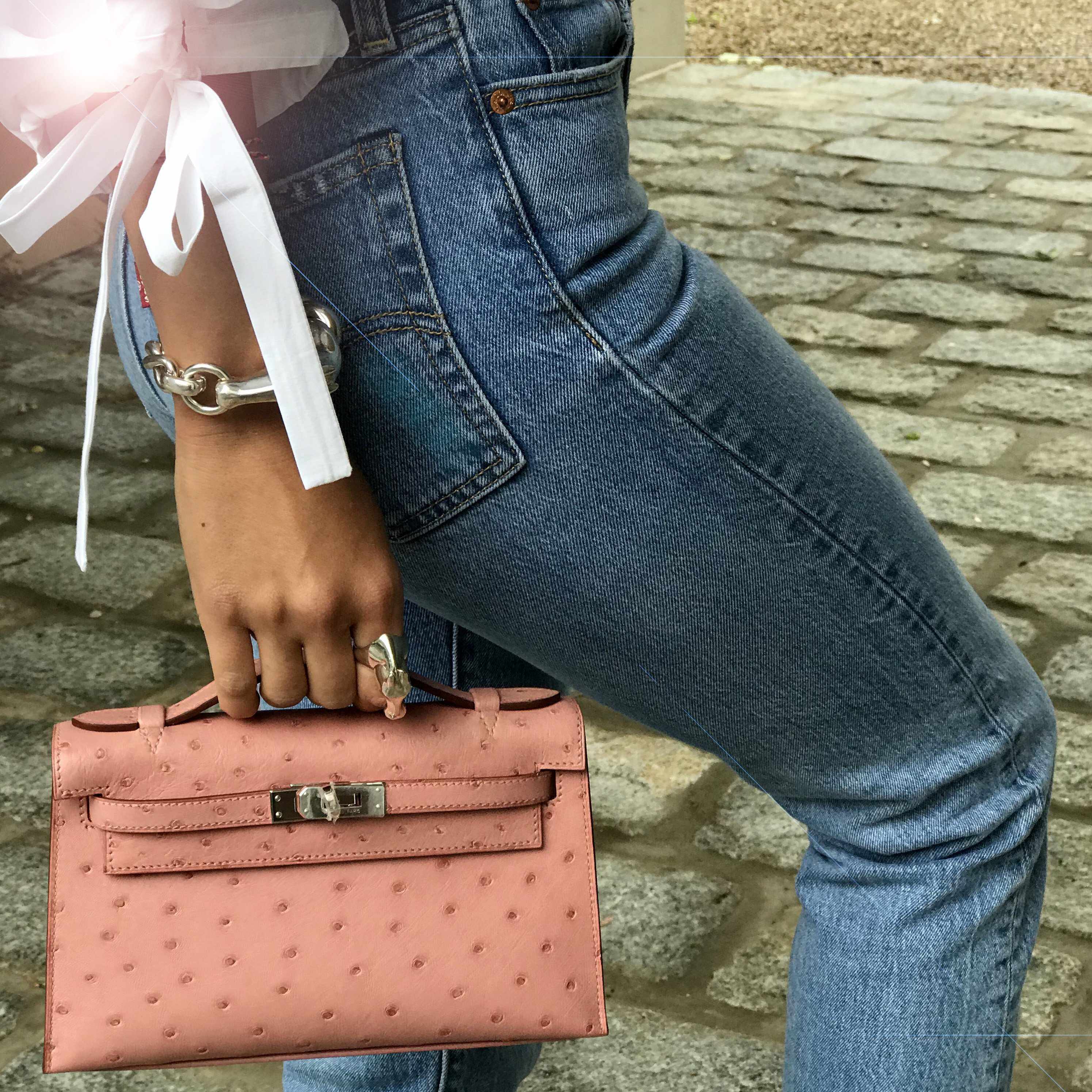 Hermès Kelly Ostrich Terre Cuite Clutch Pochette Palladium Hardware