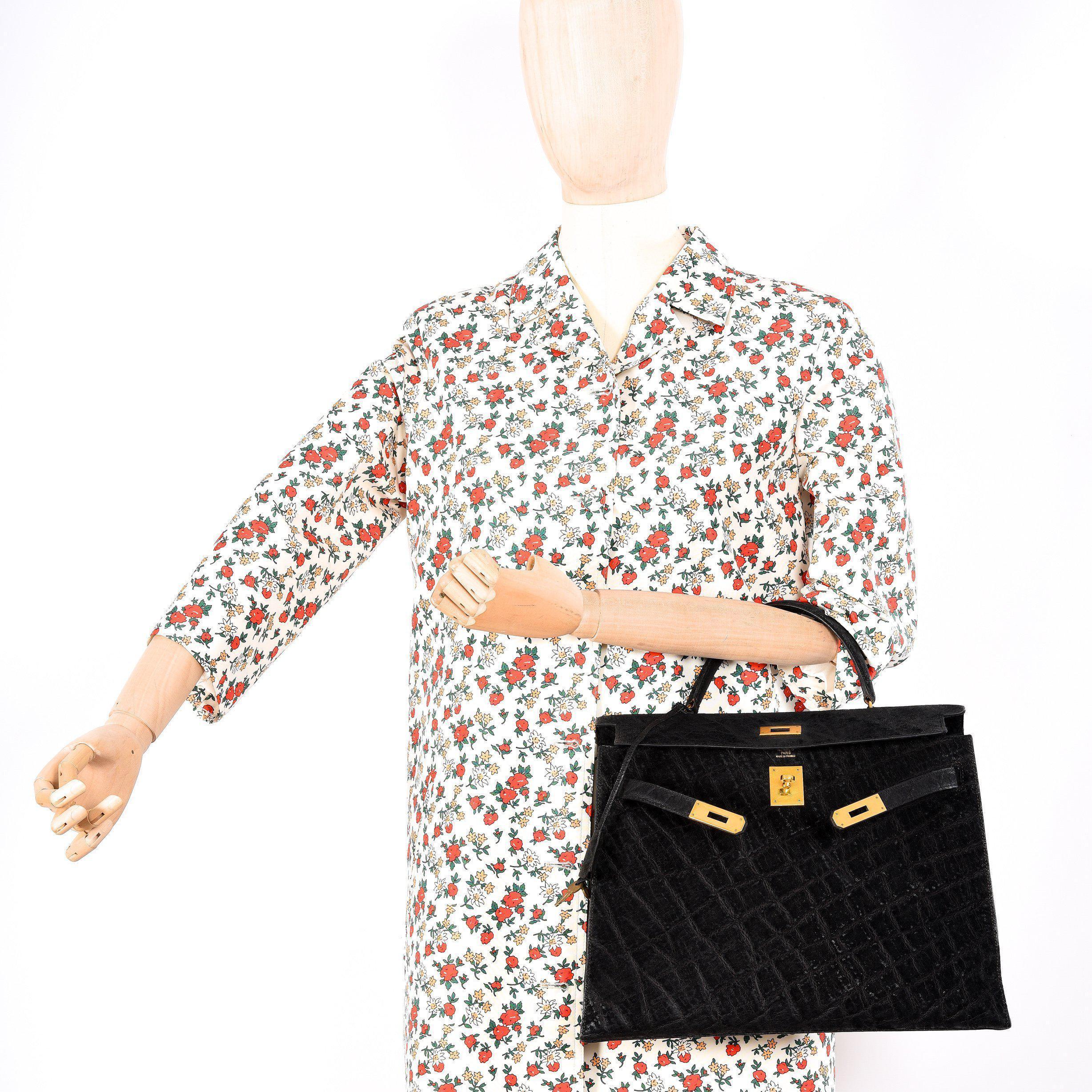 Hermès Kelly 35 Sellier Black Elephant Hide Gold Hardware * Very Rare Collector