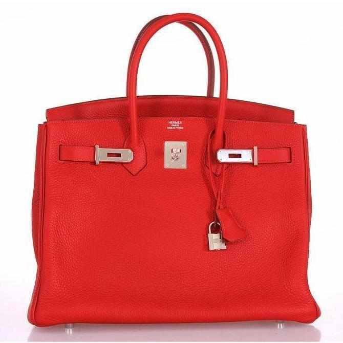 Hermès Birkin 35 Cherve Leather Red Rouge Casaque Palladium hardware
